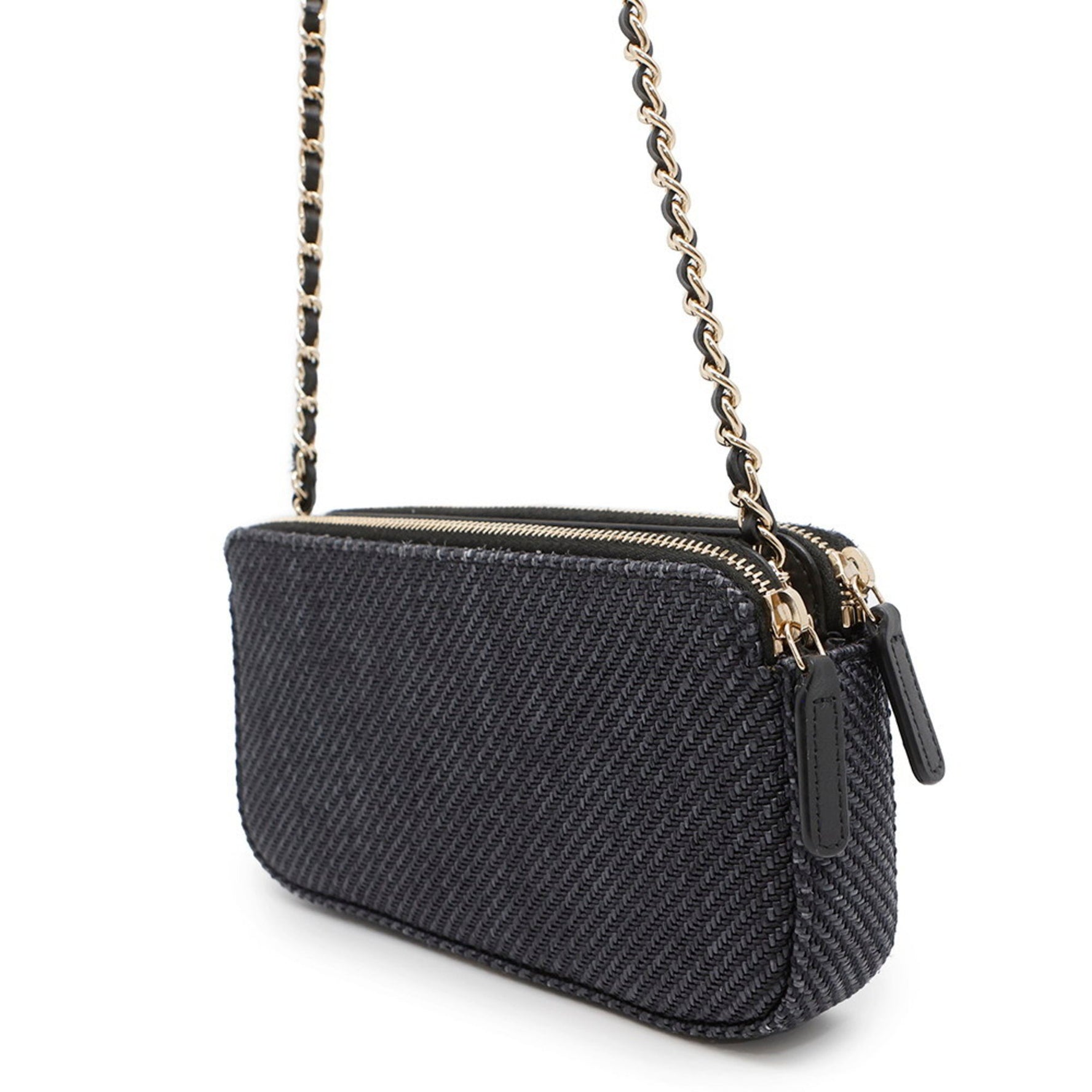 Chanel Chain Wallet Deauville Line Coco Mark Canvas Navy Clutch