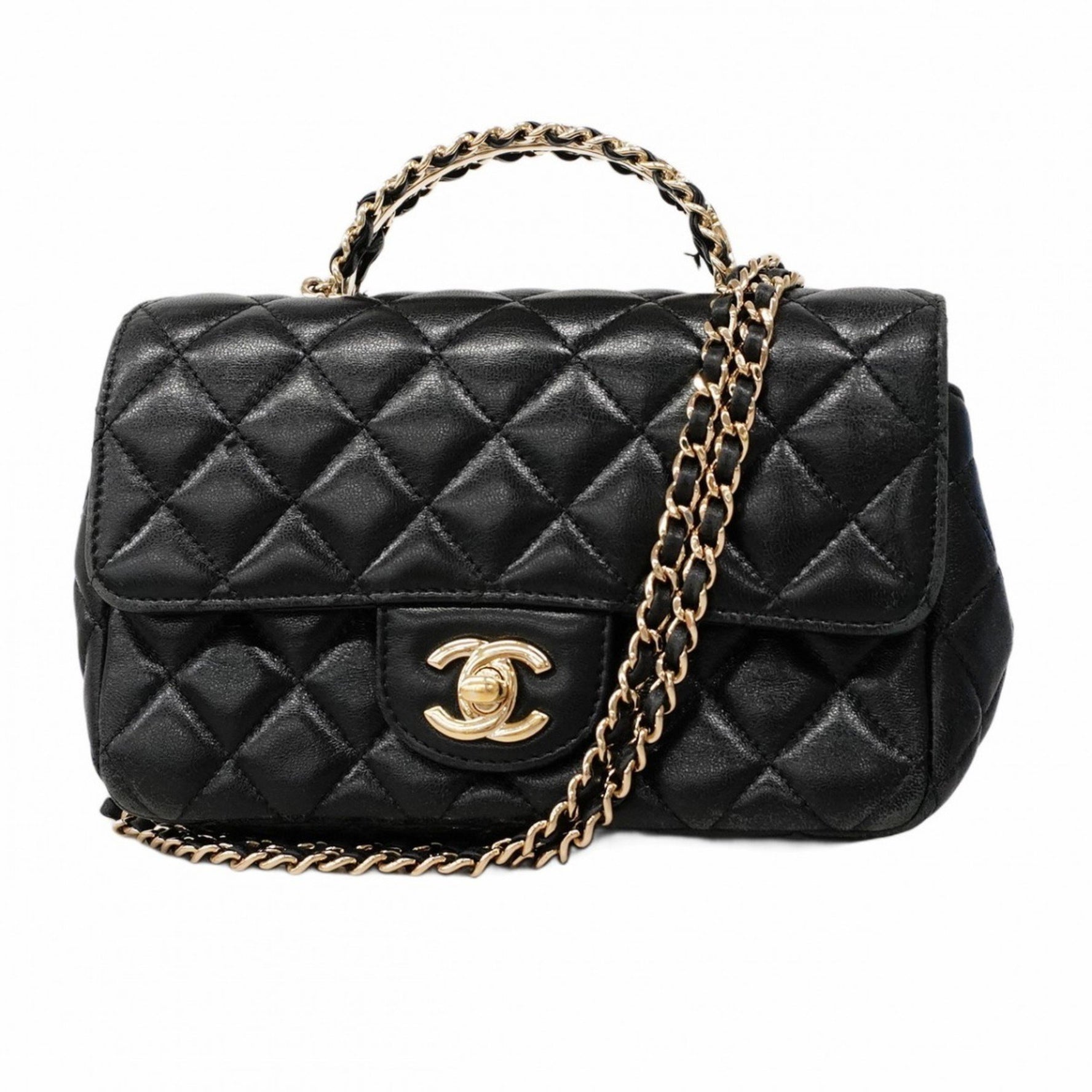 Chanel Matelasse Handbag with Chain Shoulder Strap, and Champagne Lambskin, Bag