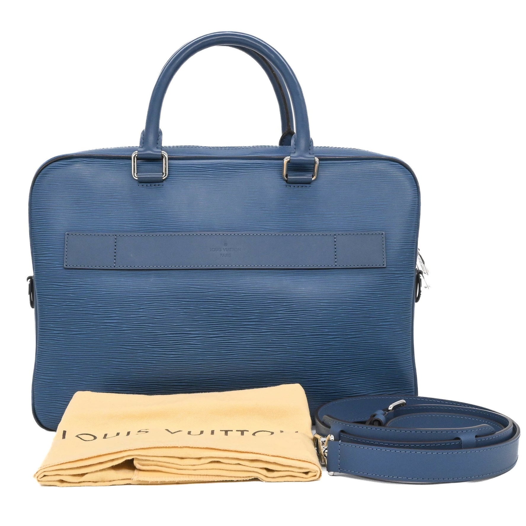LOUIS VUITTON Louis Vuitton Porte-Document Handbag in Epi Leather, Blue, Blue Celeste, M54043