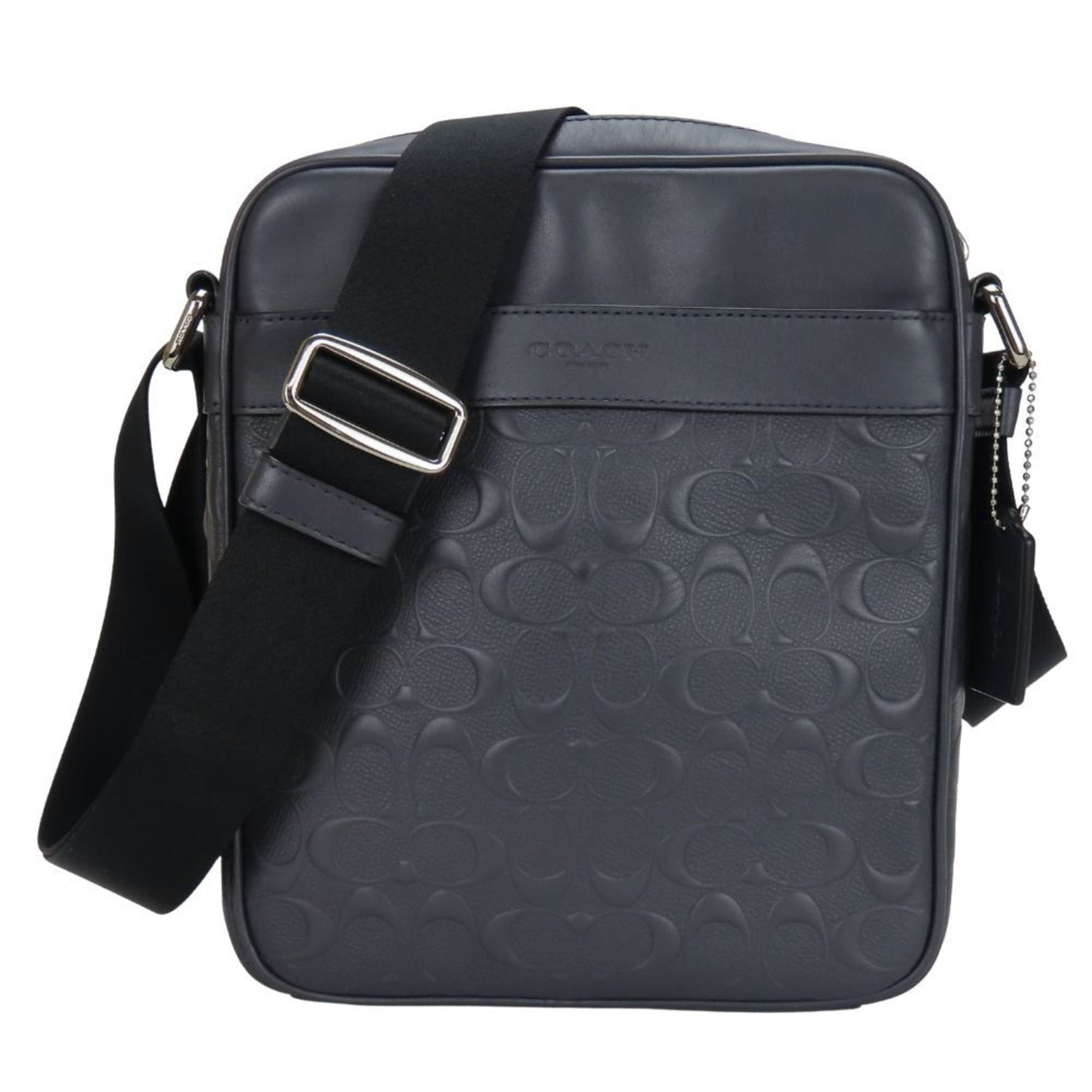 Coach Shoulder Bag Signature Leather Charcoal Gray Black