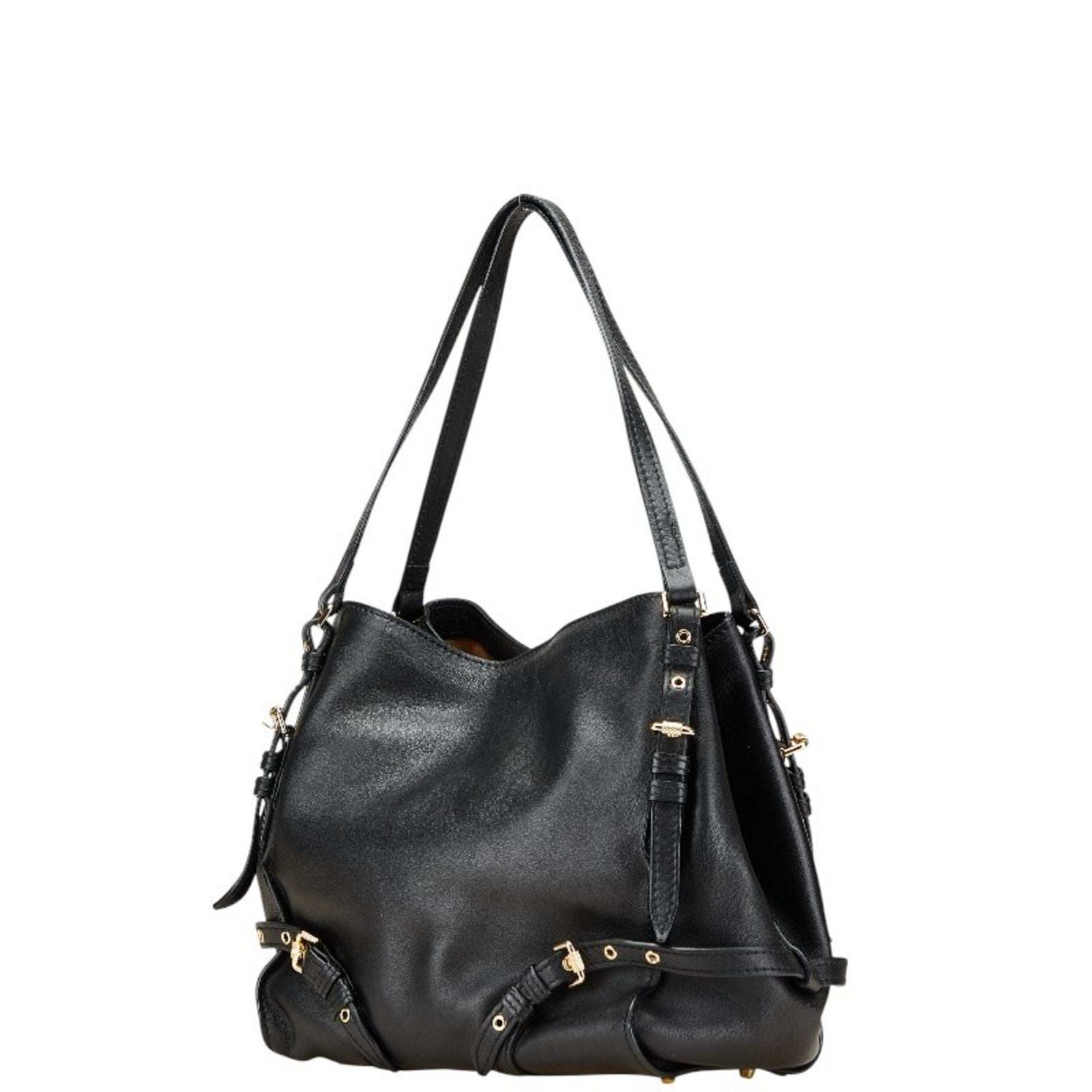 Burberry Nova Check Belt Motif Tote Bag Shoulder Leather