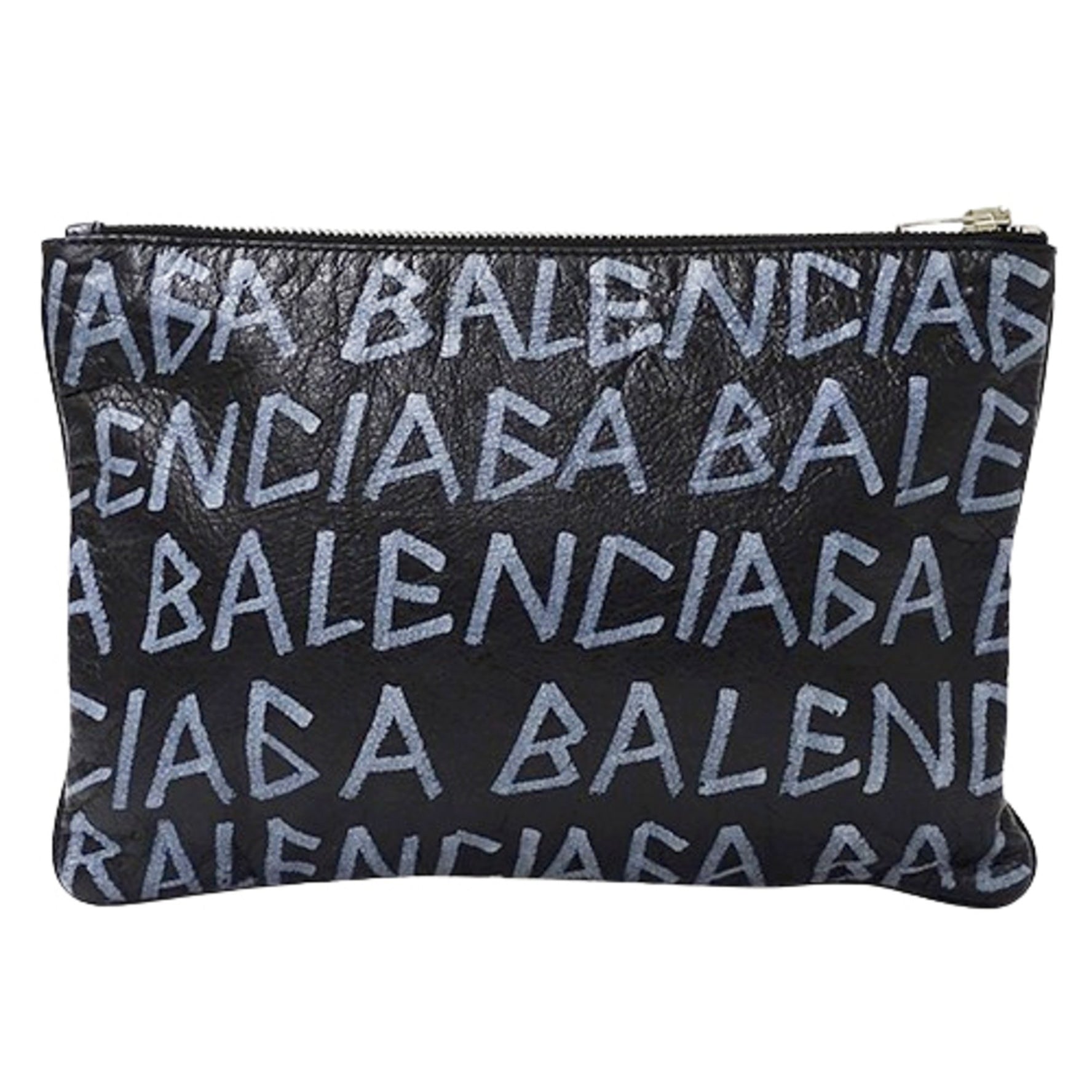 Balenciaga Graffiti Clutch Bag/Second Handbag with Carry Clip, Size M, Leather