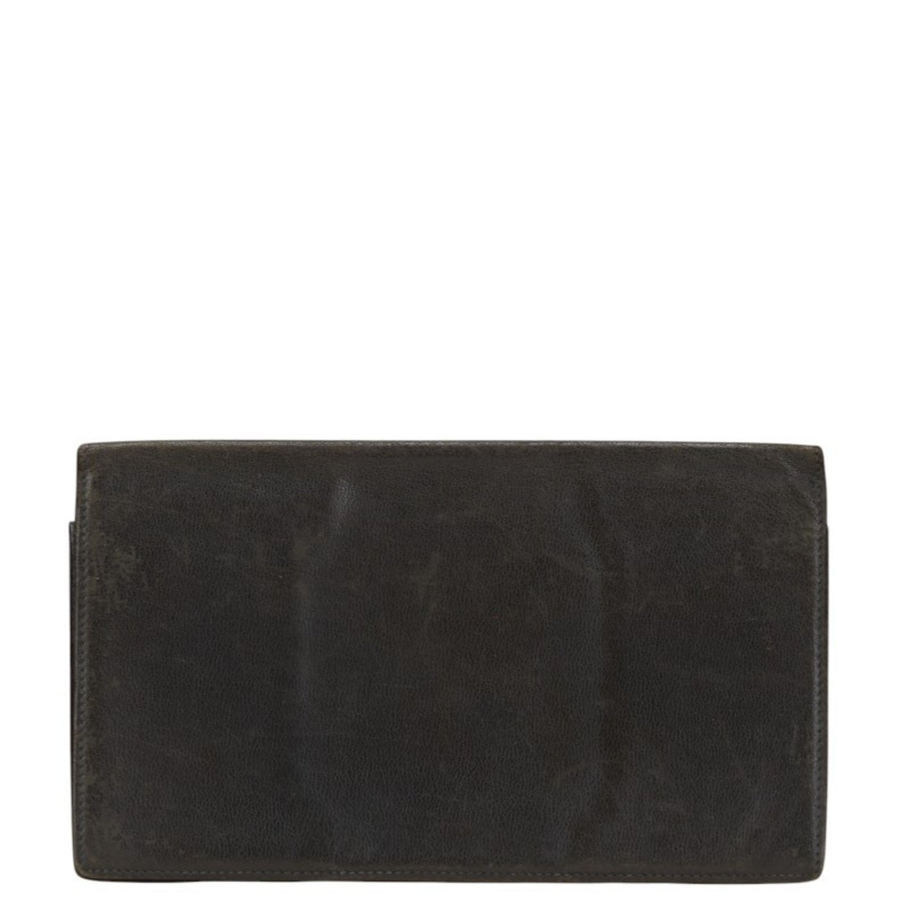 Hermes Bi-fold Long Wallet Black Leather Women's HERMES