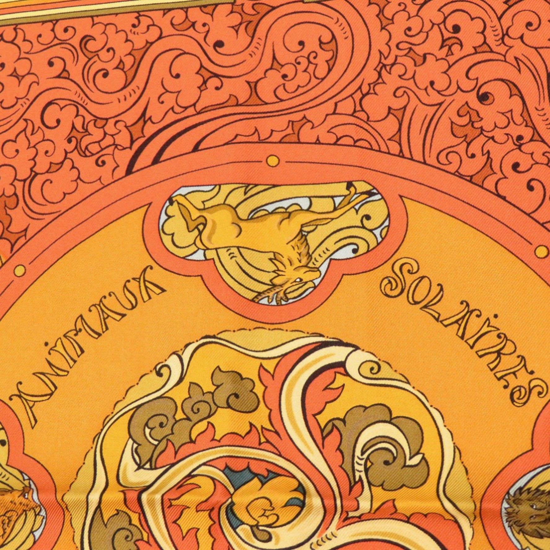 Hermès Carré 90 "ANIMAUX SOLAIRES" Sun Animals Silk Scarf Muffler 0097 HERMES