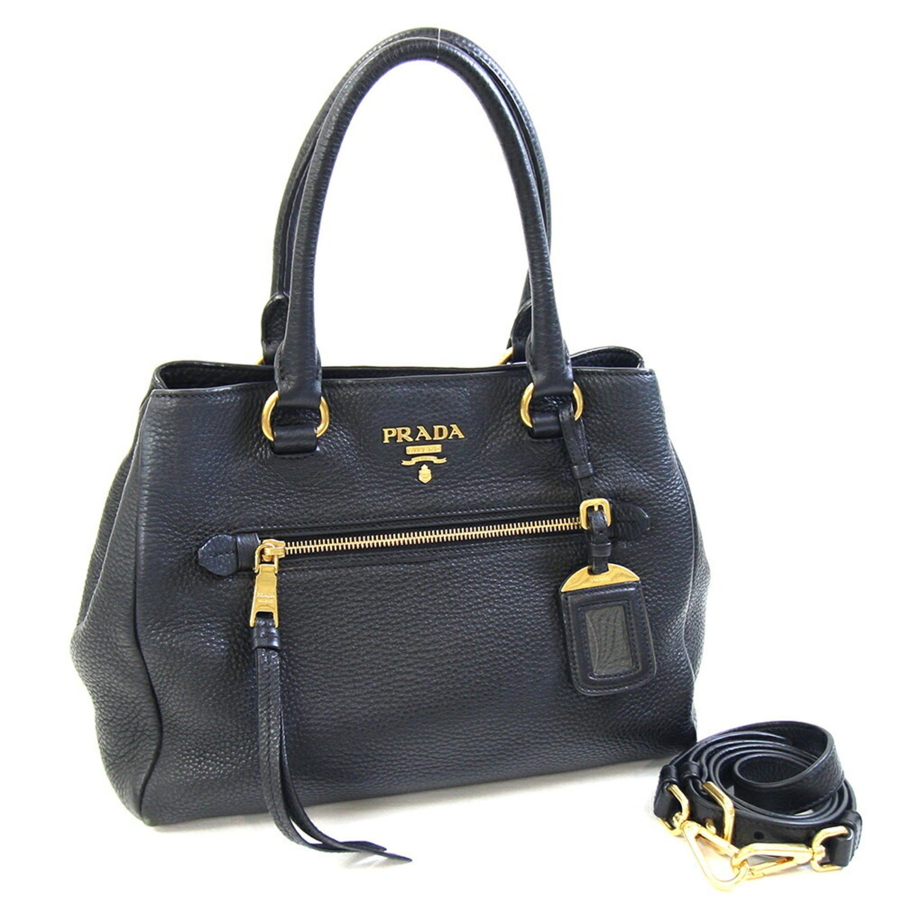 Prada Handbag Black Leather Shoulder Bag
