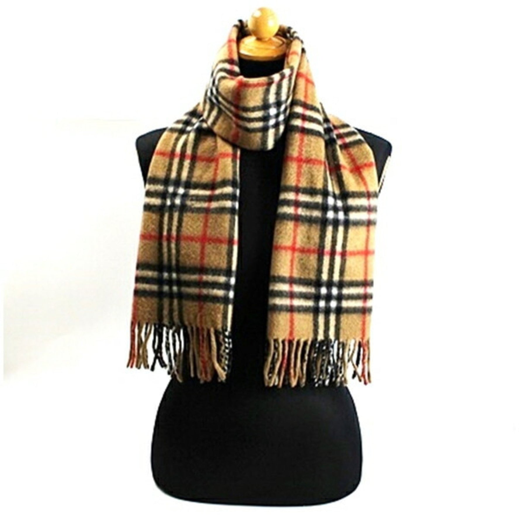 Burberry Cashmere Scarf Camel x Check 152 30 cm Burberrys Men's Women's
