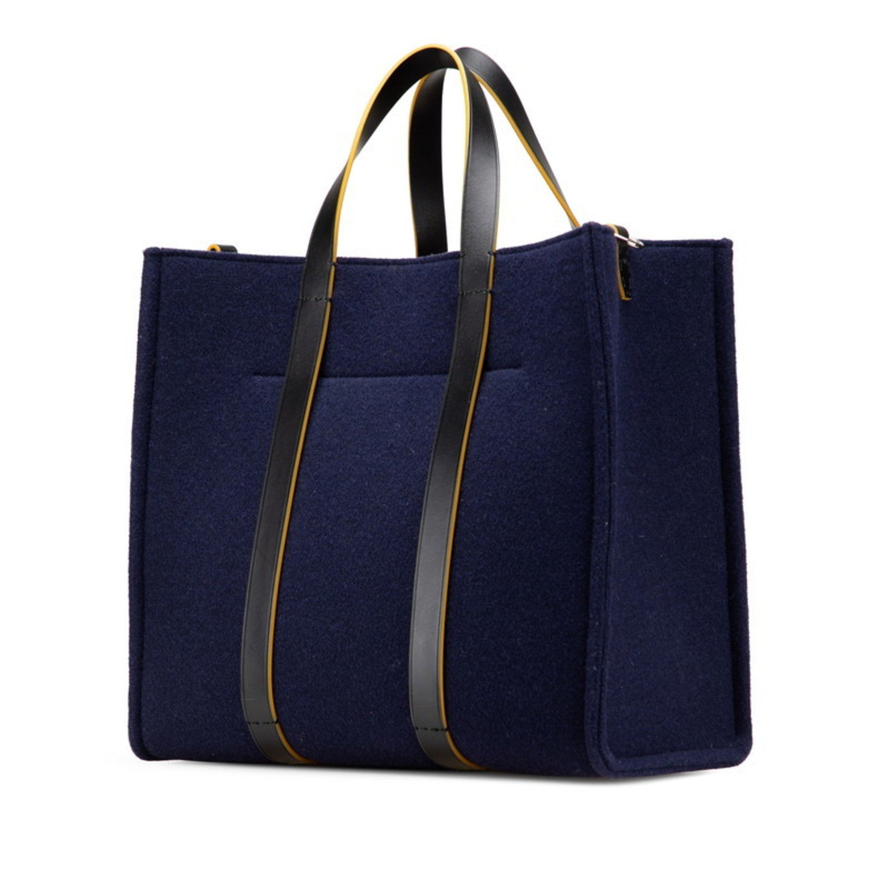 Fendi Tote Bag Handbag Navy Red Wool Leather