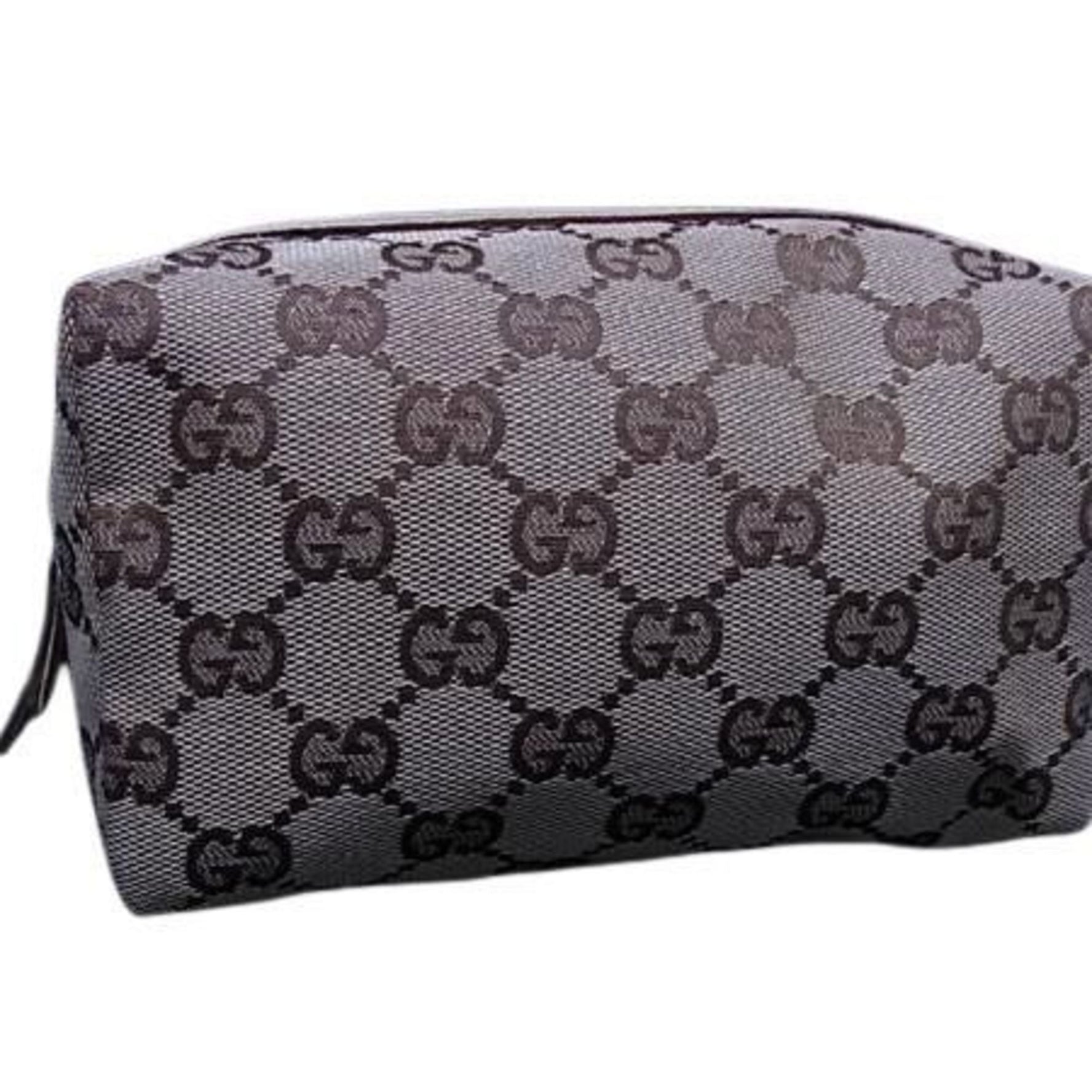 GUCCI GG Canvas Pouch Beige Brown Leather