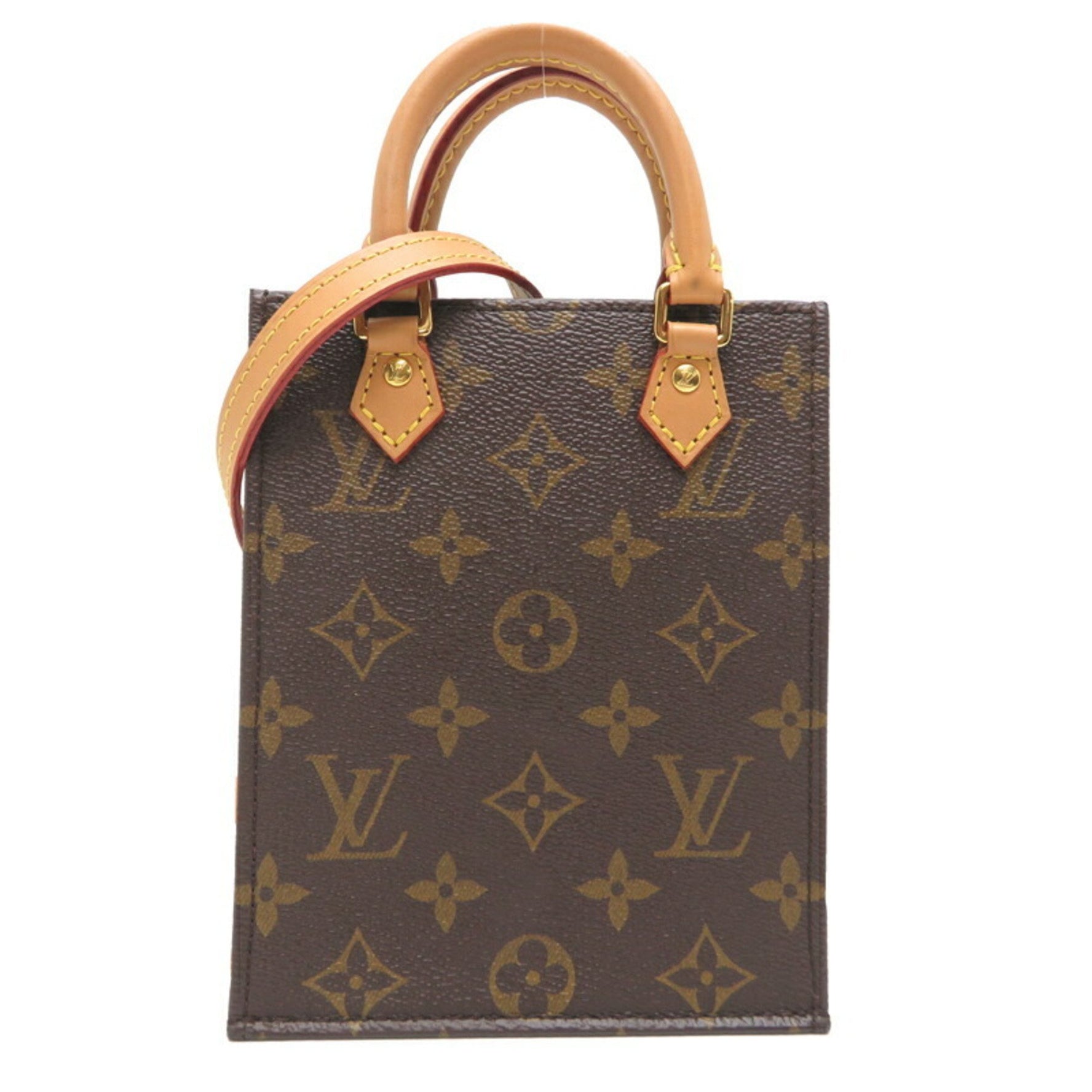 Louis Vuitton Petite Sac Plat Handbag Monogram Brown