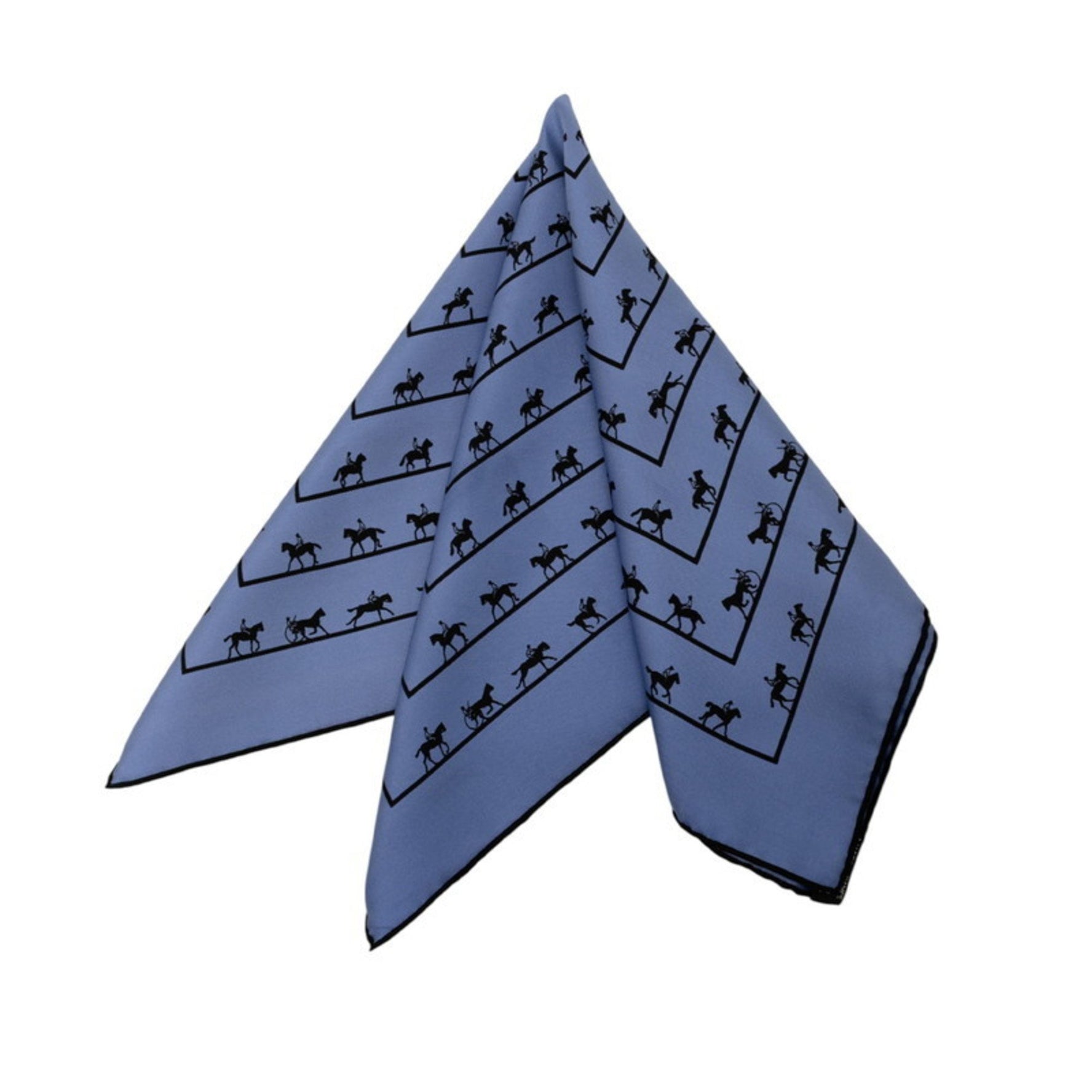 Hermes Hermès Carré 40 SAUT GALOP CANTER RACK Equestrian Scarf, Blue and Black Silk