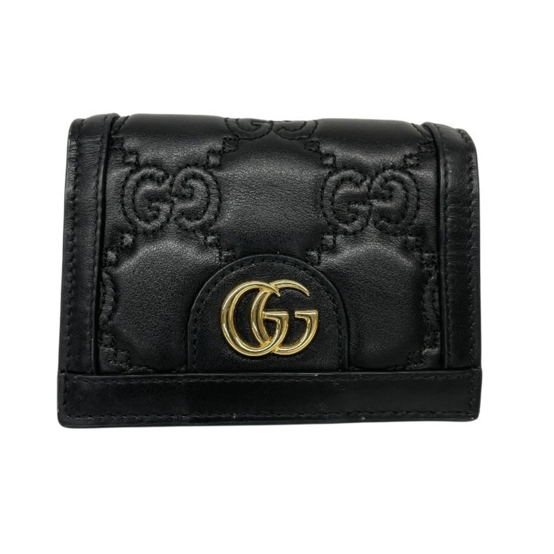 GUCCI GG Matelasse Bifold Leather Mini Wallet
