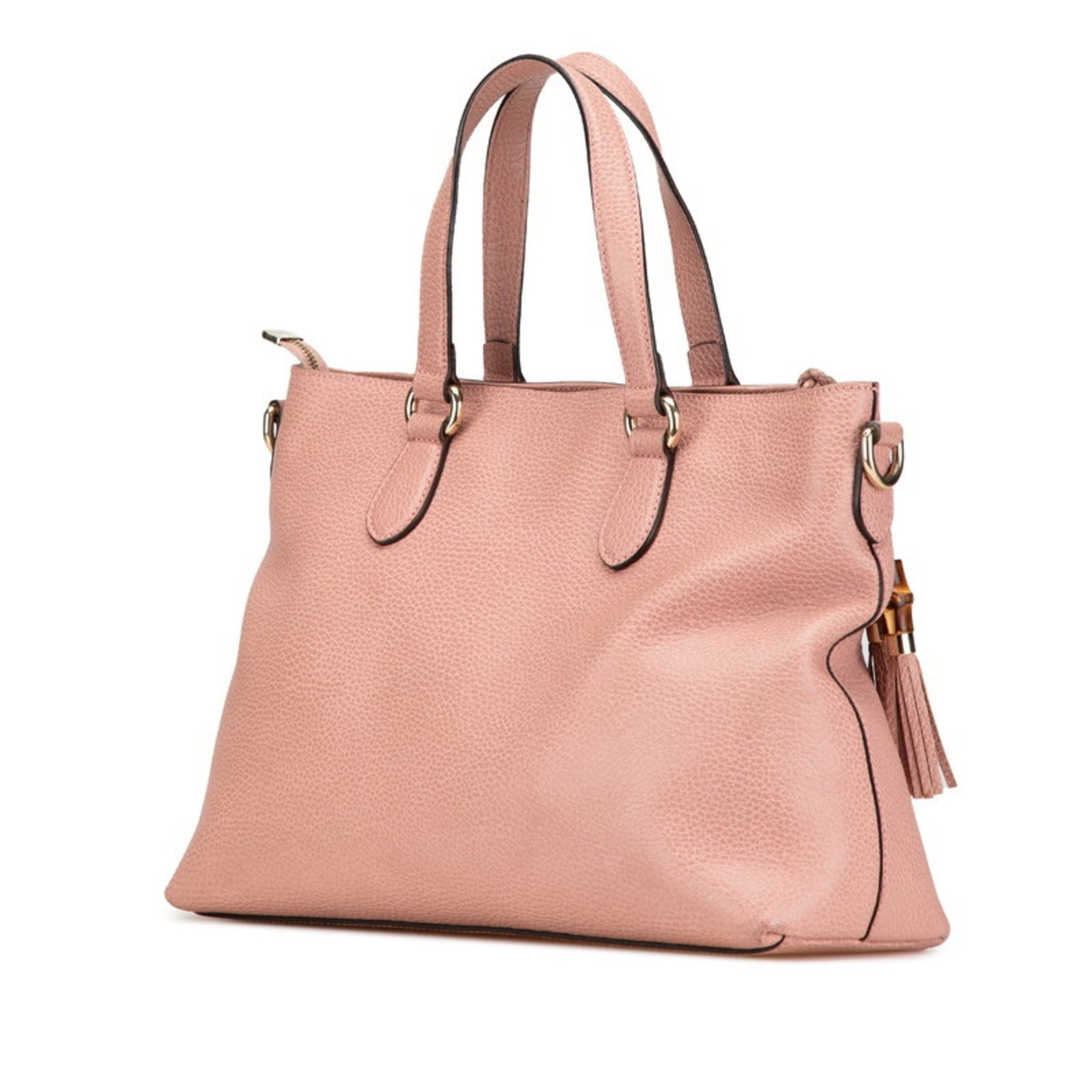 Gucci Bamboo Handbag Shoulder Bag Pink Leather Women's GUCCI