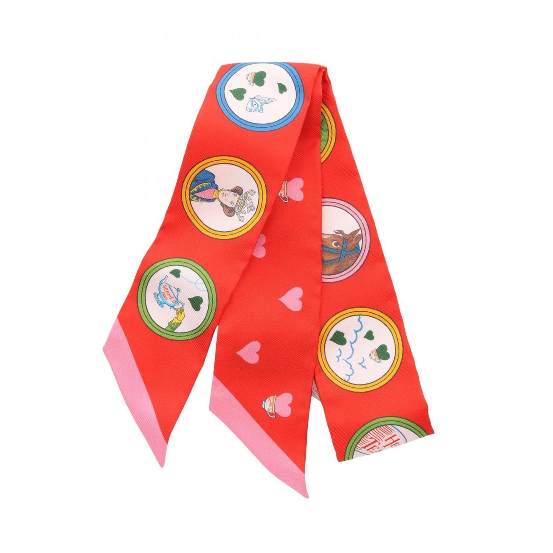 Hermes Twilly Scarf Silk Red Multicolor