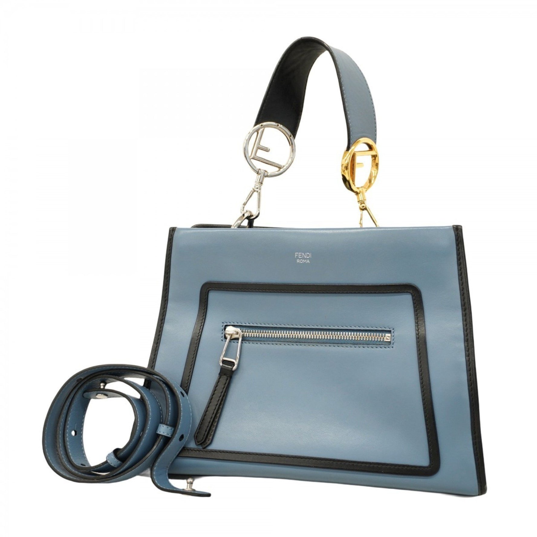 Fendi Runaway Leather Handbag in and Gold, Bag