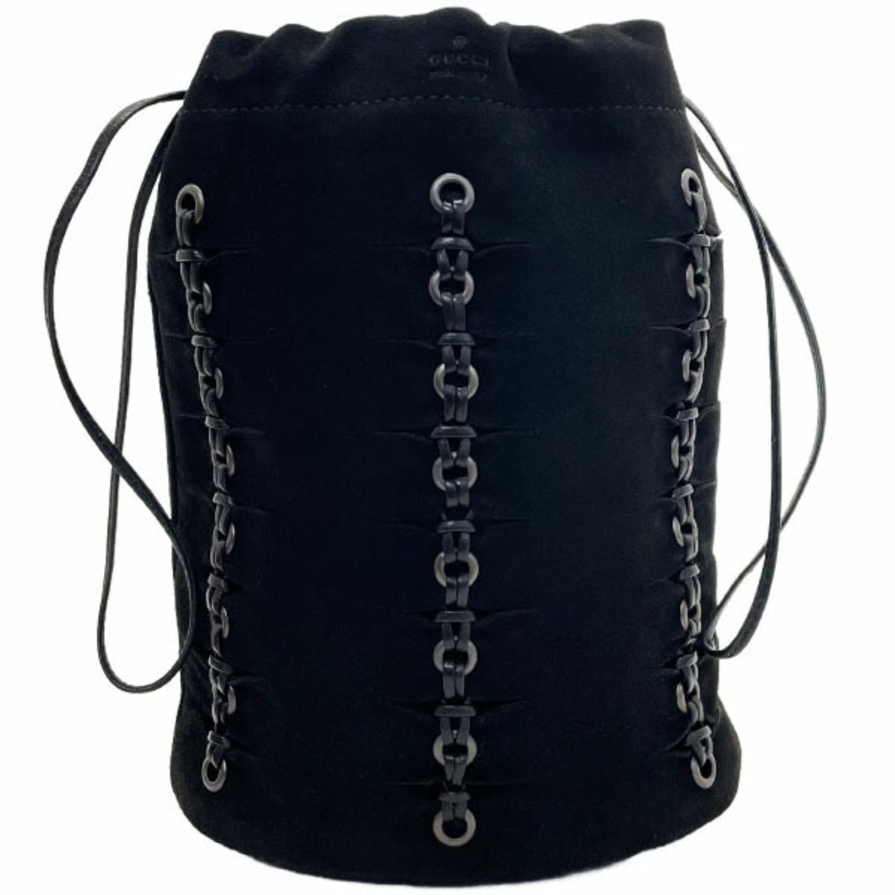 Gucci pouch eyelet mini suede leather black GUCCI bag multi in KK-15129