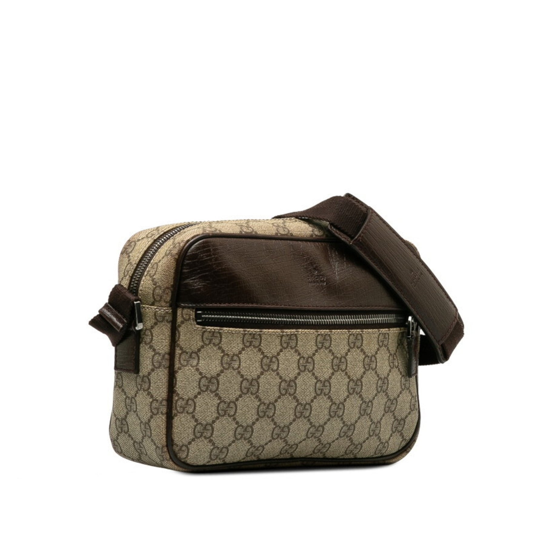 Gucci GG Supreme Shoulder Bag Beige Brown PVC Leather Women's GUCCI