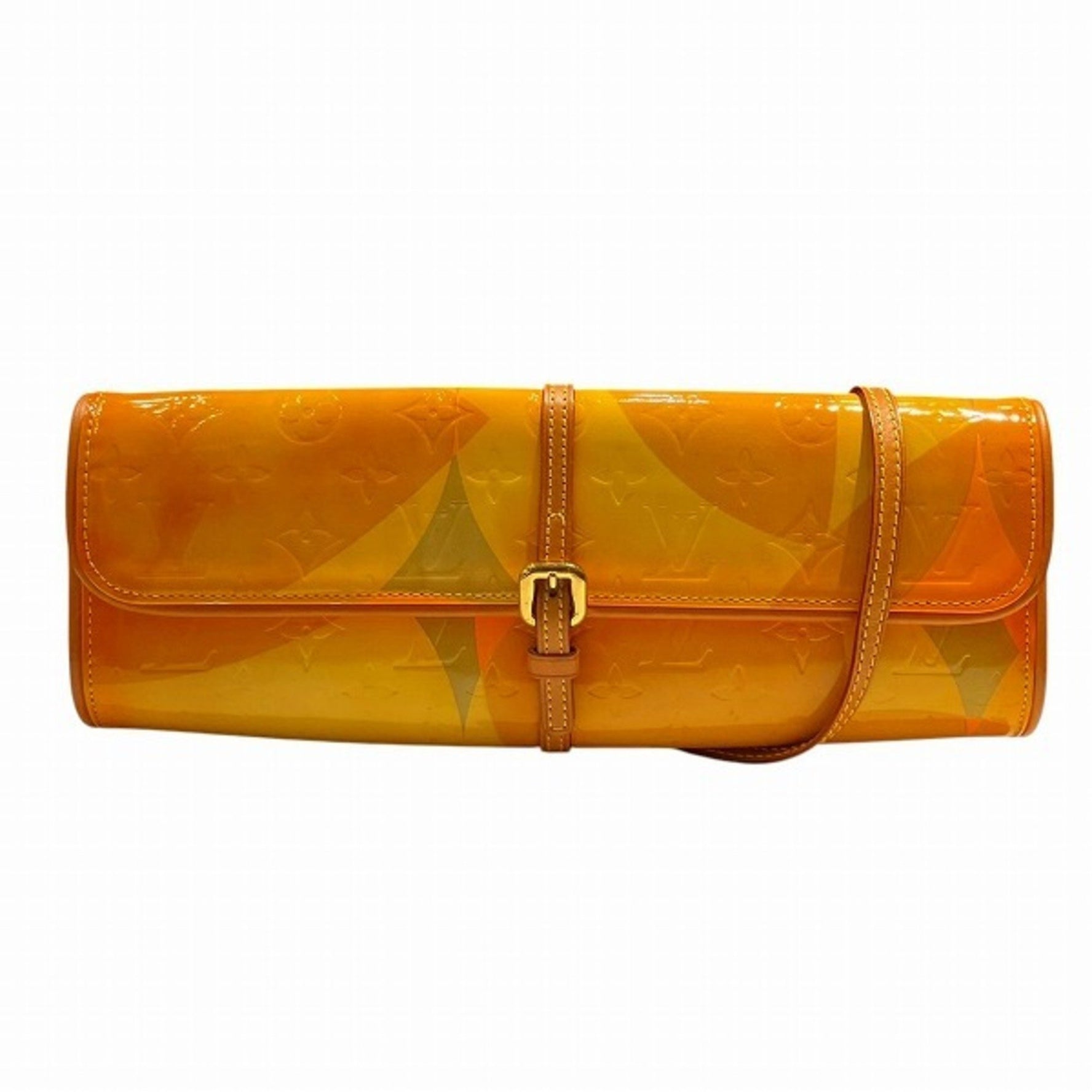 Louis Vuitton Vernis Pochette Fleur M91117 Yellow Shoulder Bag for Women