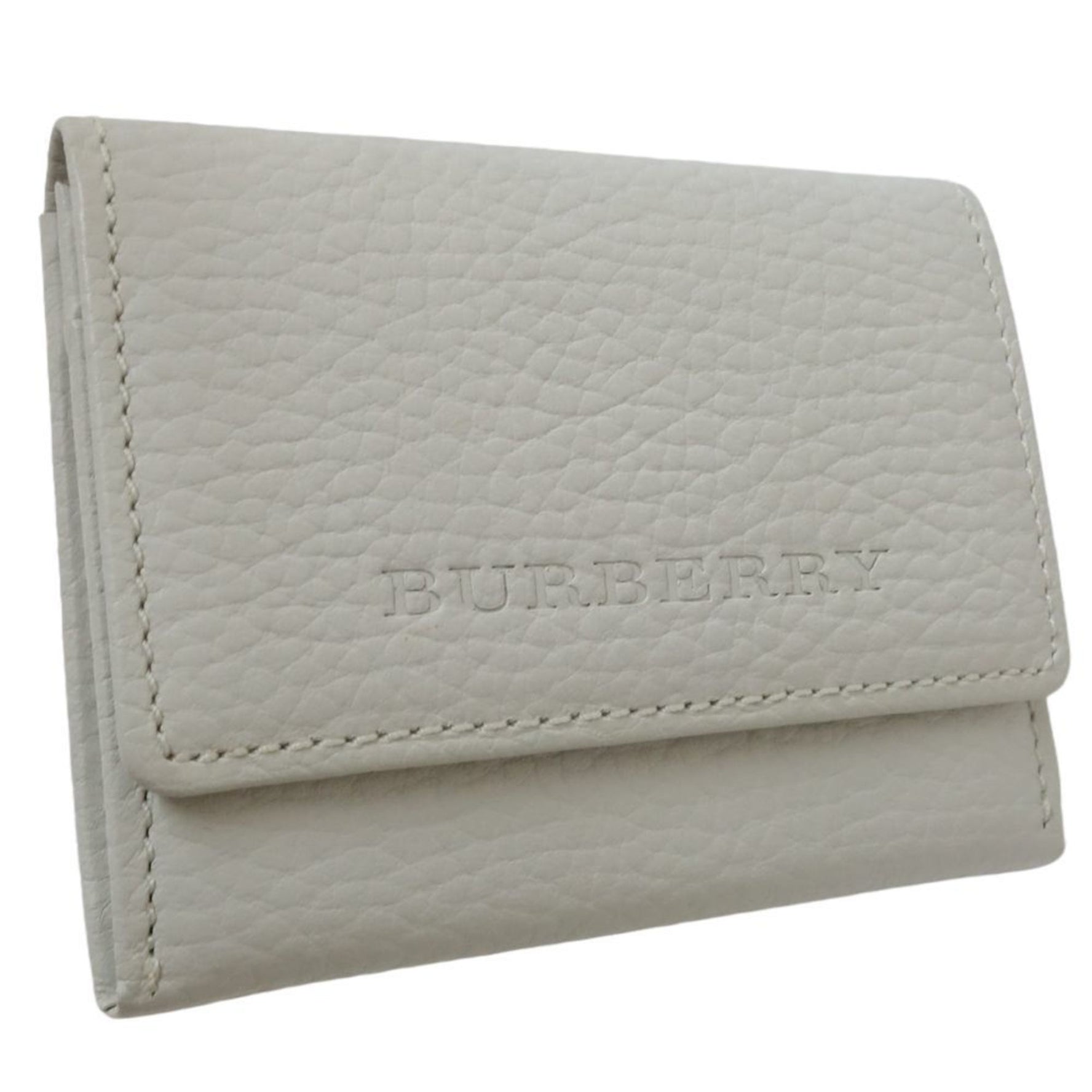 BURBERRY Business card holder case leather white