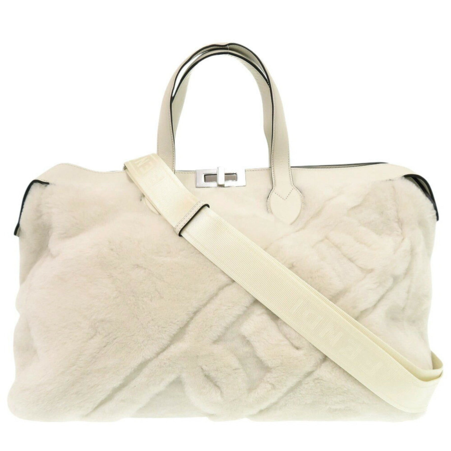 Fendi Leather Mouton Shoulder Boston Bag