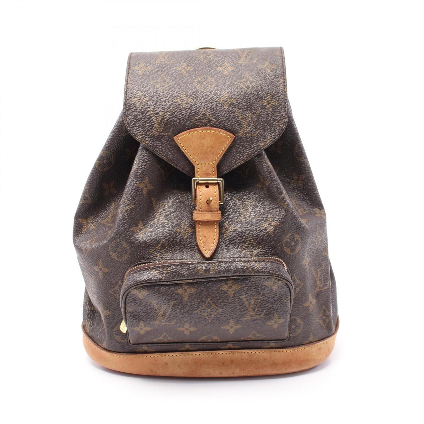 Louis Vuitton Montsouris MM Monogram Rucksack Backpack Bag Coated Canvas Leather Brown