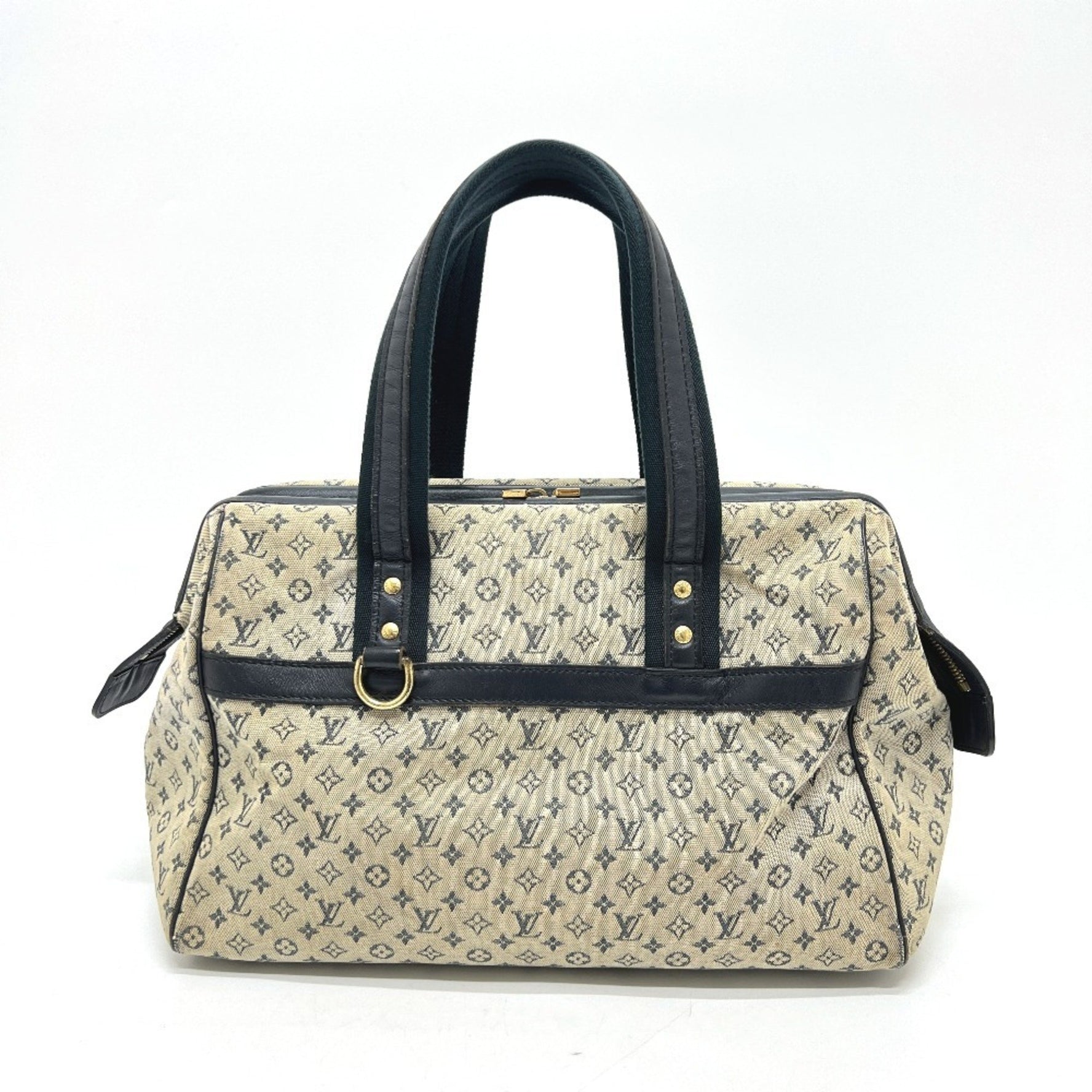 LOUIS VUITTON Monogram Mini Josephine GM Boston Bag, Handbag, Canvas, Navy