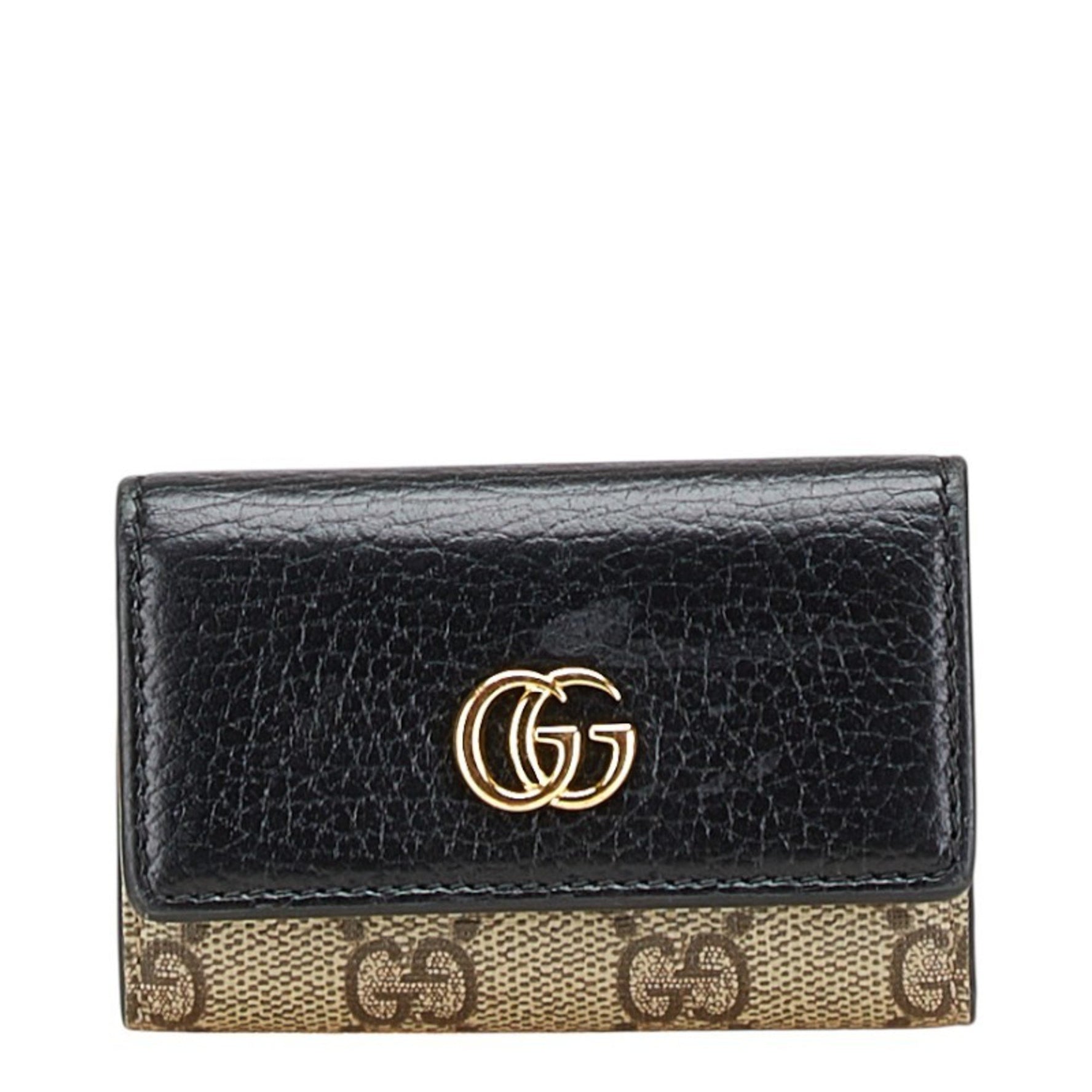 Gucci GG Supreme Marmont 6-ring key case Black Leather Women's GUCCI