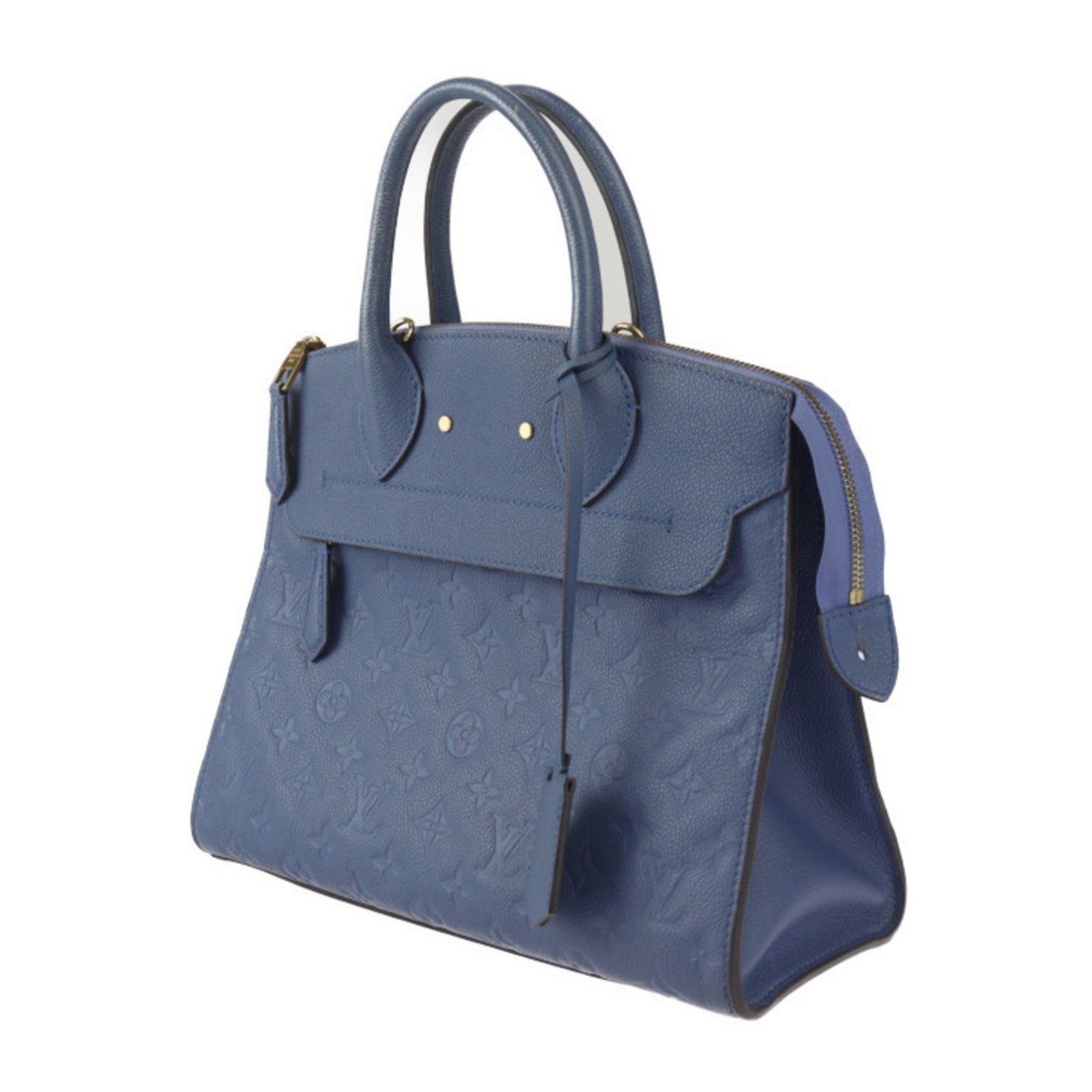 Louis Vuitton Pont Neuf MM Monogram Empreinte Handbag Leather Denim Ankle Shoulder Bag Blue