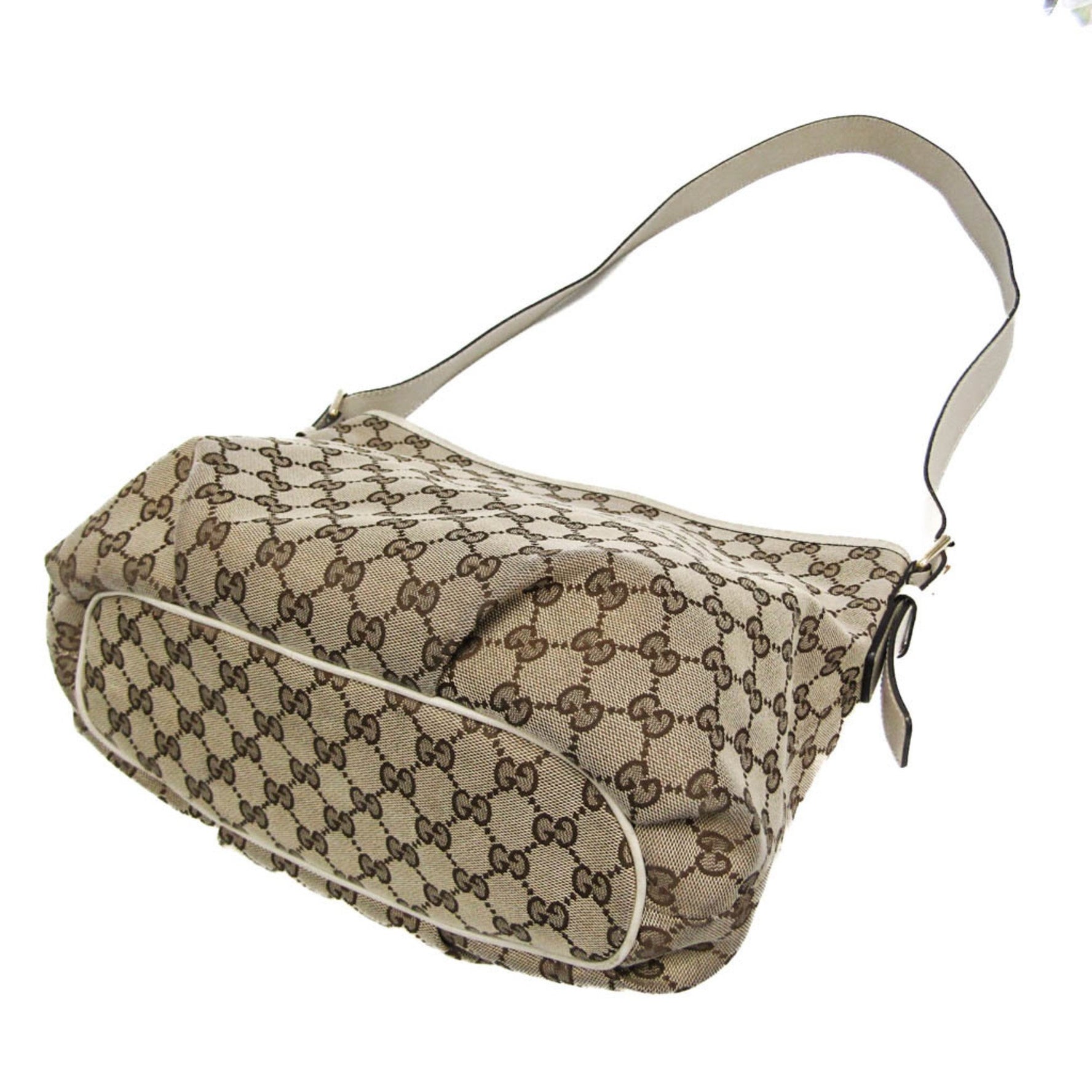 Gucci GG Canvas GG Canvas,Leather Shoulder Bag Beige,Brown