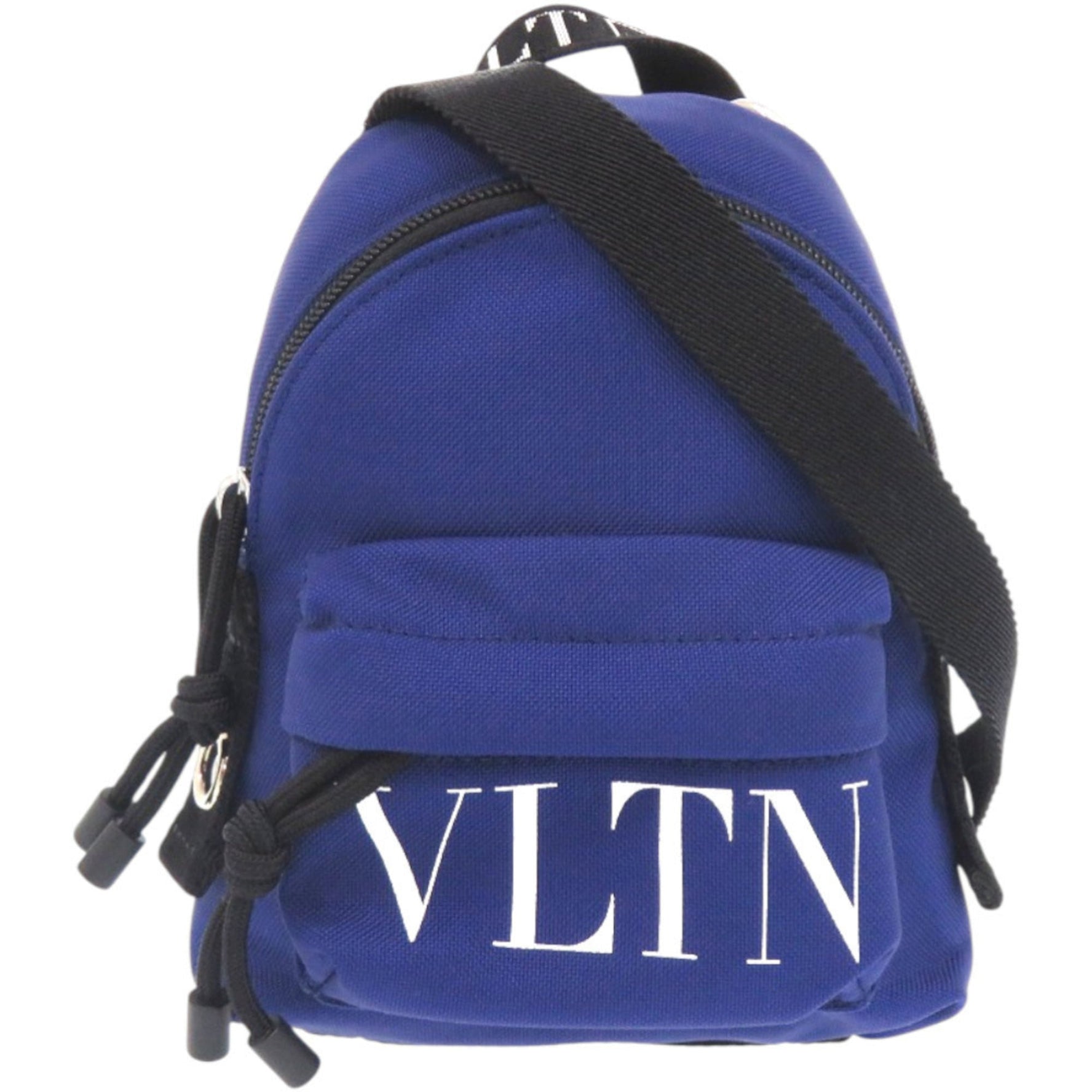 Like new Valentino Garavani Mini Backpack with VLTN logo, blue nylon shoulder bag, 0548.