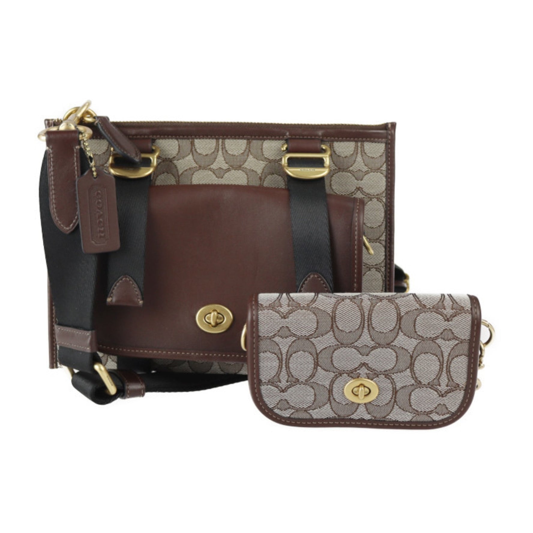 COACH Multifunction Crossbody with Dinky Shoulder Bag Signature Jacquard Leather Second Clutch Pouch