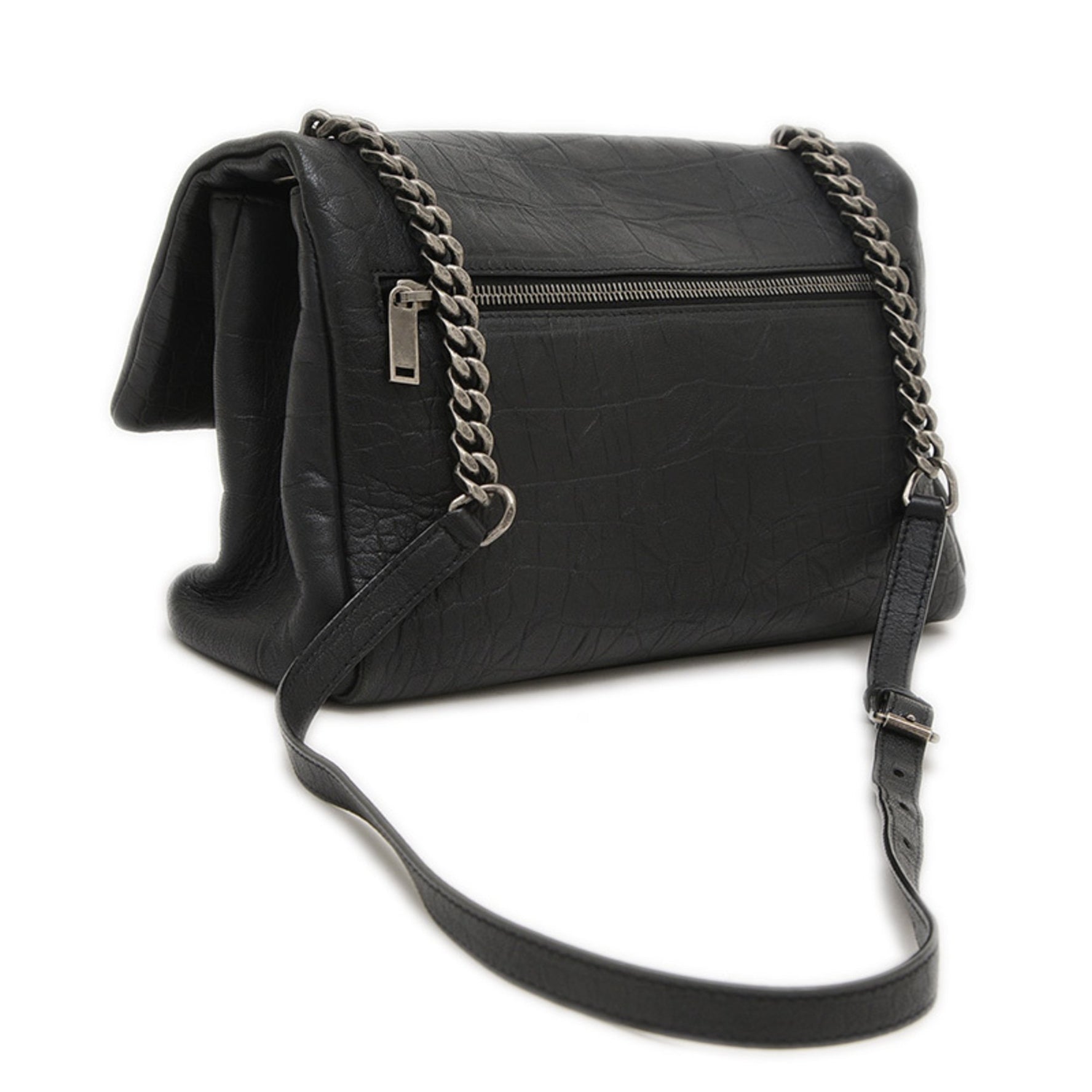 Saint Laurent Paris West Hollywood Shoulder Bag Leather Black Silver Hardware BP