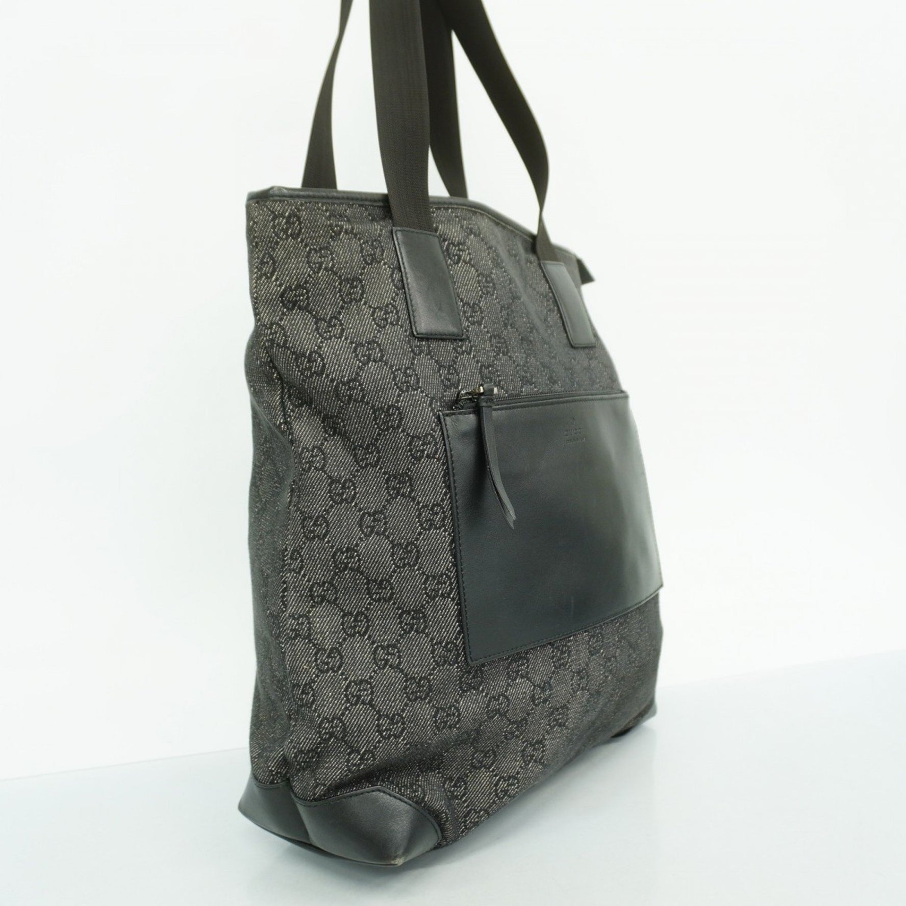 Gucci Tote Bag GG Canvas Leather Black Women's