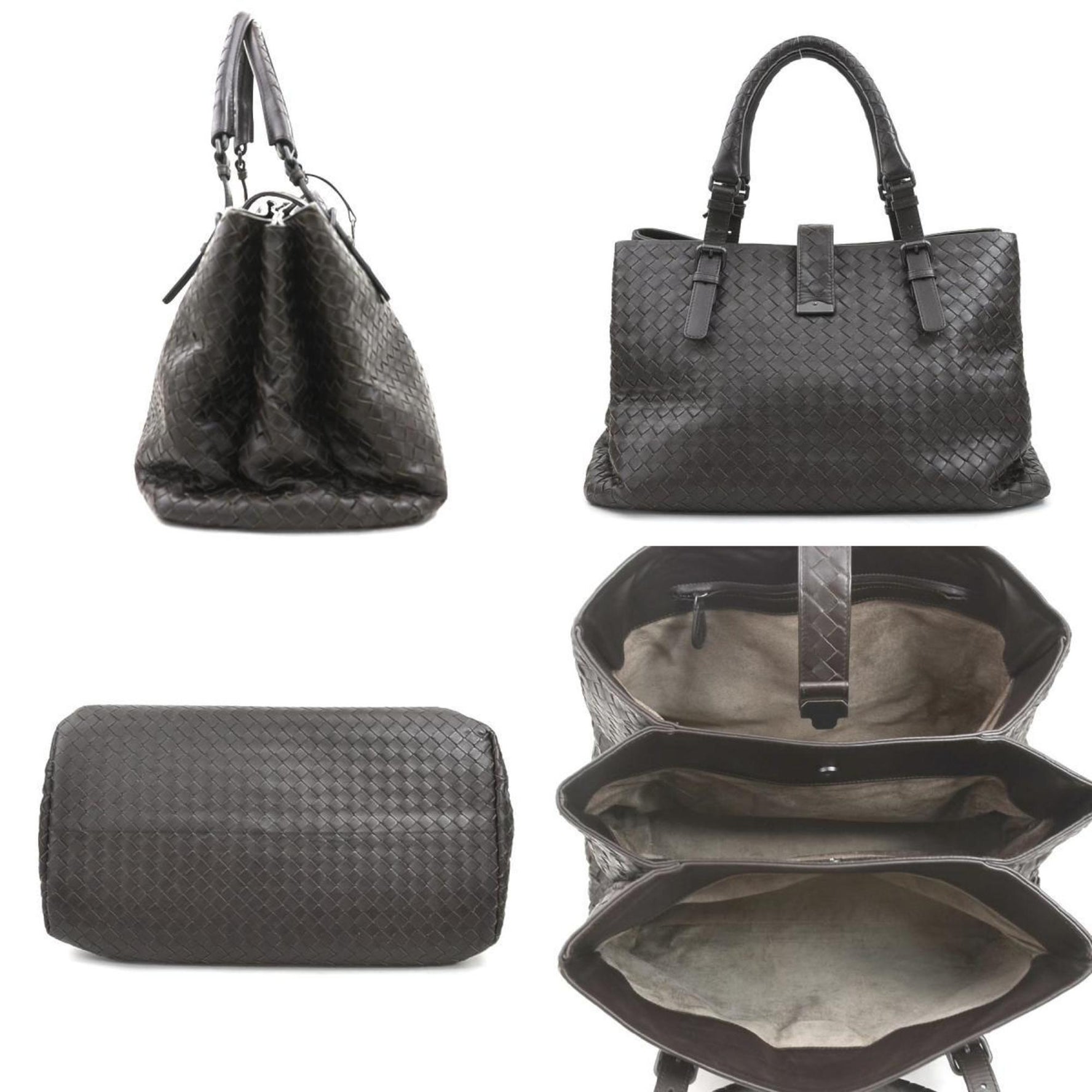 Bottega Veneta Handbag Intrecciato Leather Dark Brown