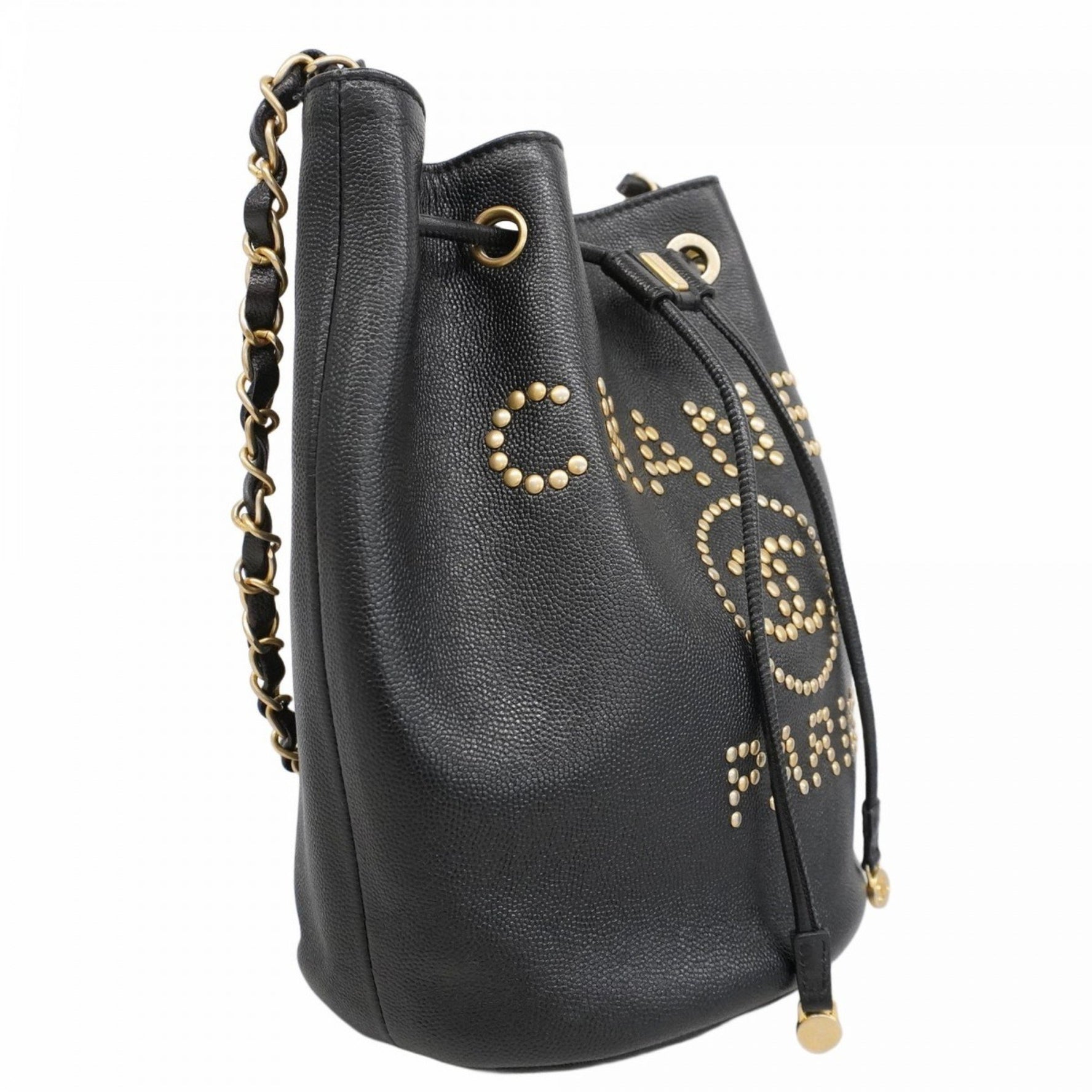 Chanel Deauville Shoulder Bag with Chain Bag, Caviar Skin, Black, Women's