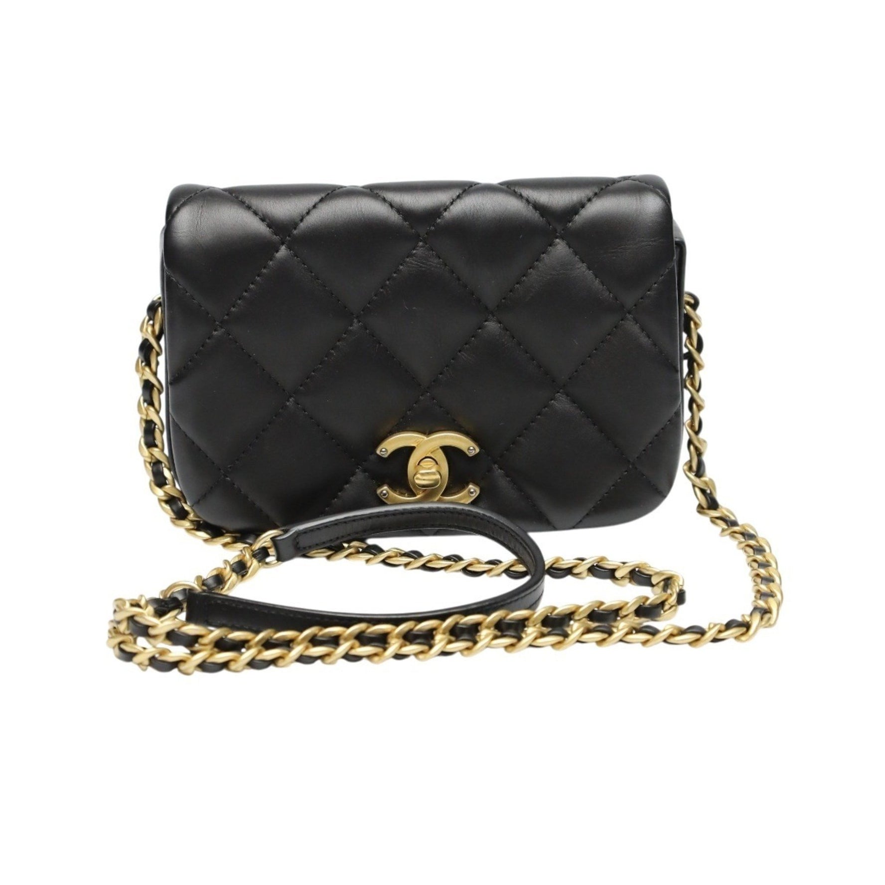 CHANEL Shoulder Bag, Chain Lambskin Matelasse
