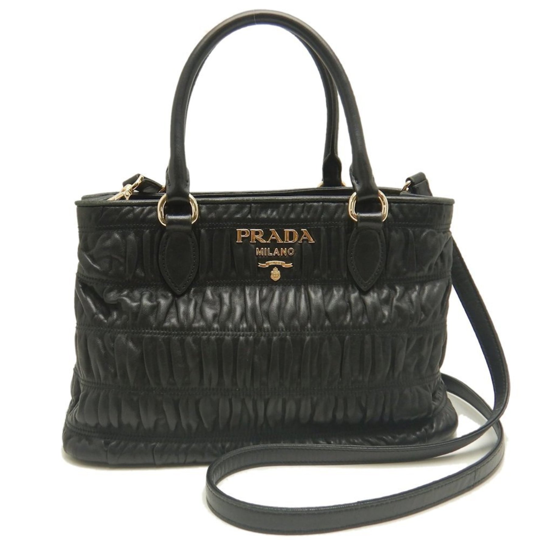 PRADA Handbag in Nappa Gaufre Leather with Pleats