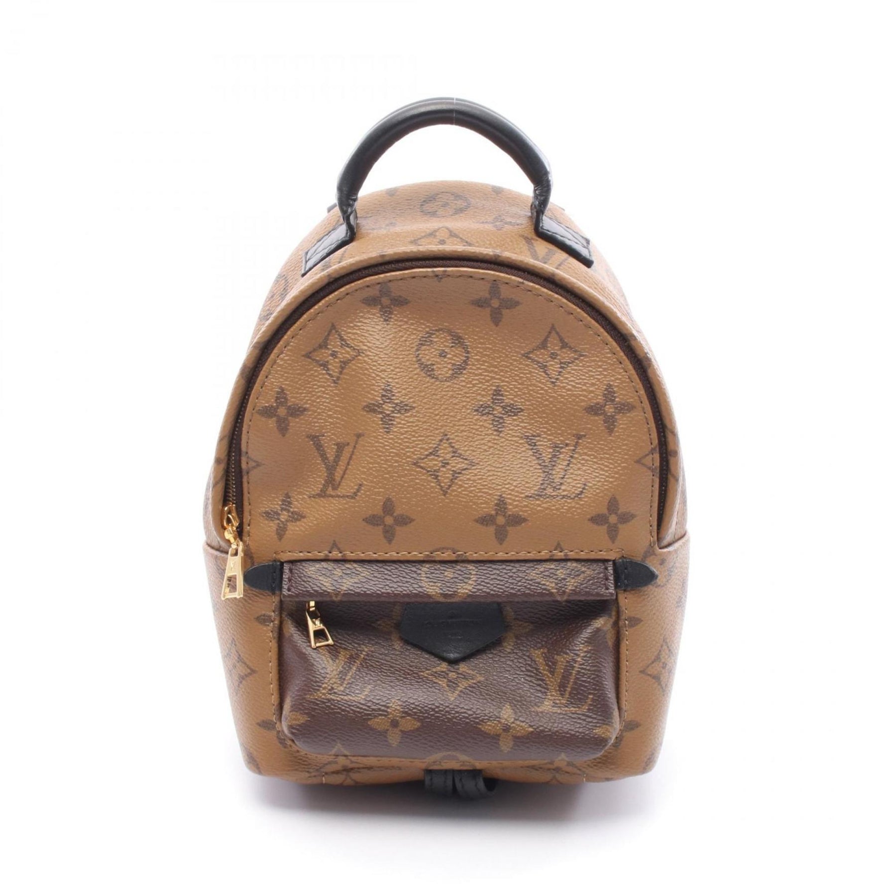 Louis Vuitton Palm Springs Mini Backpack, Coated Canvas and Leather, Monogram Reverse, Brown Black