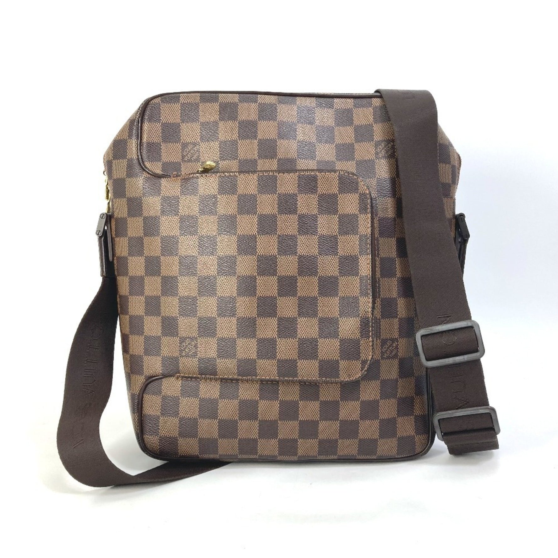 Louis Vuitton Damier Olaf MM Shoulder Bag, Canvas, Men's, Ebene, Brown