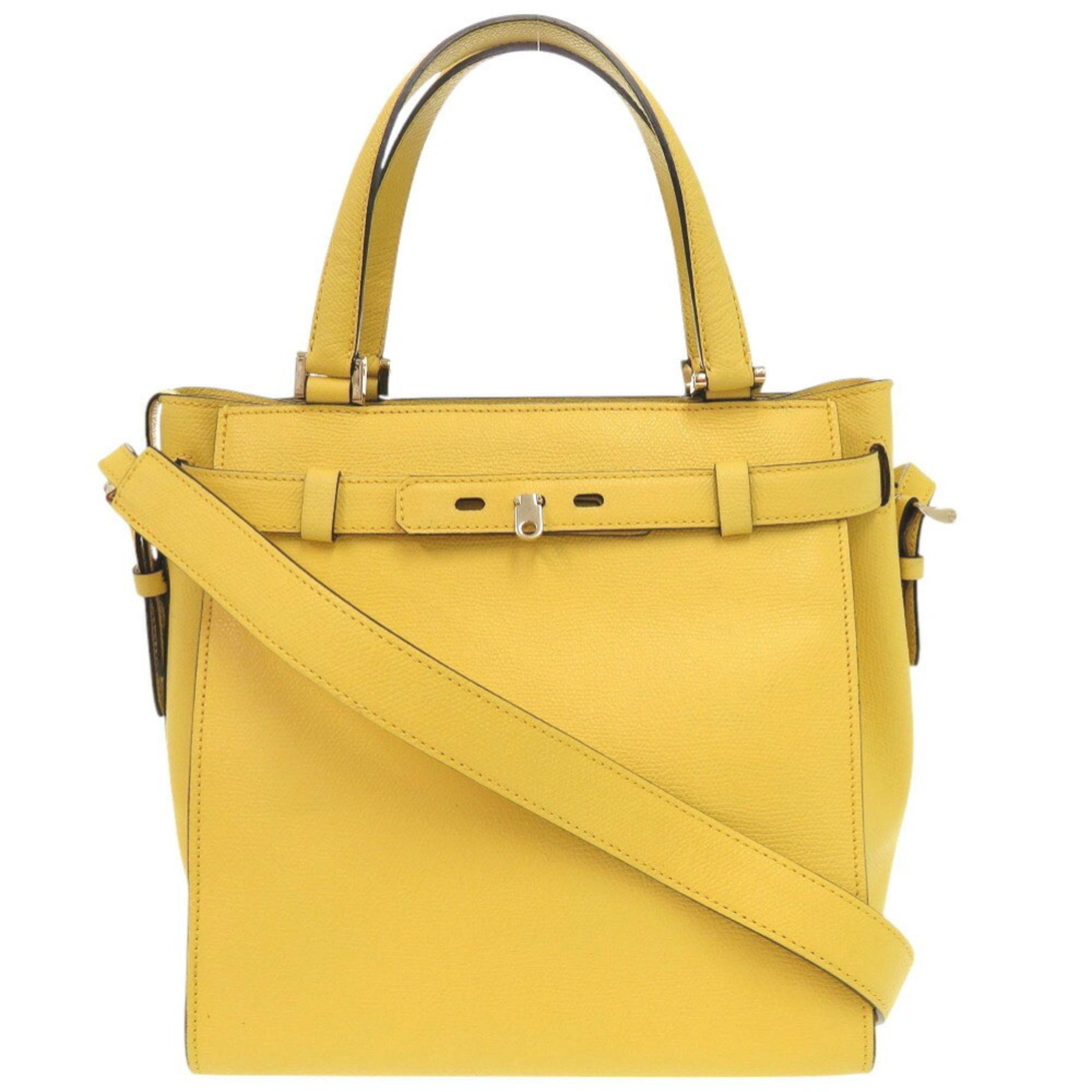 Valextra B Cube V5C67 Leather Yellow Handbag Shoulder Bag 1489Valextra