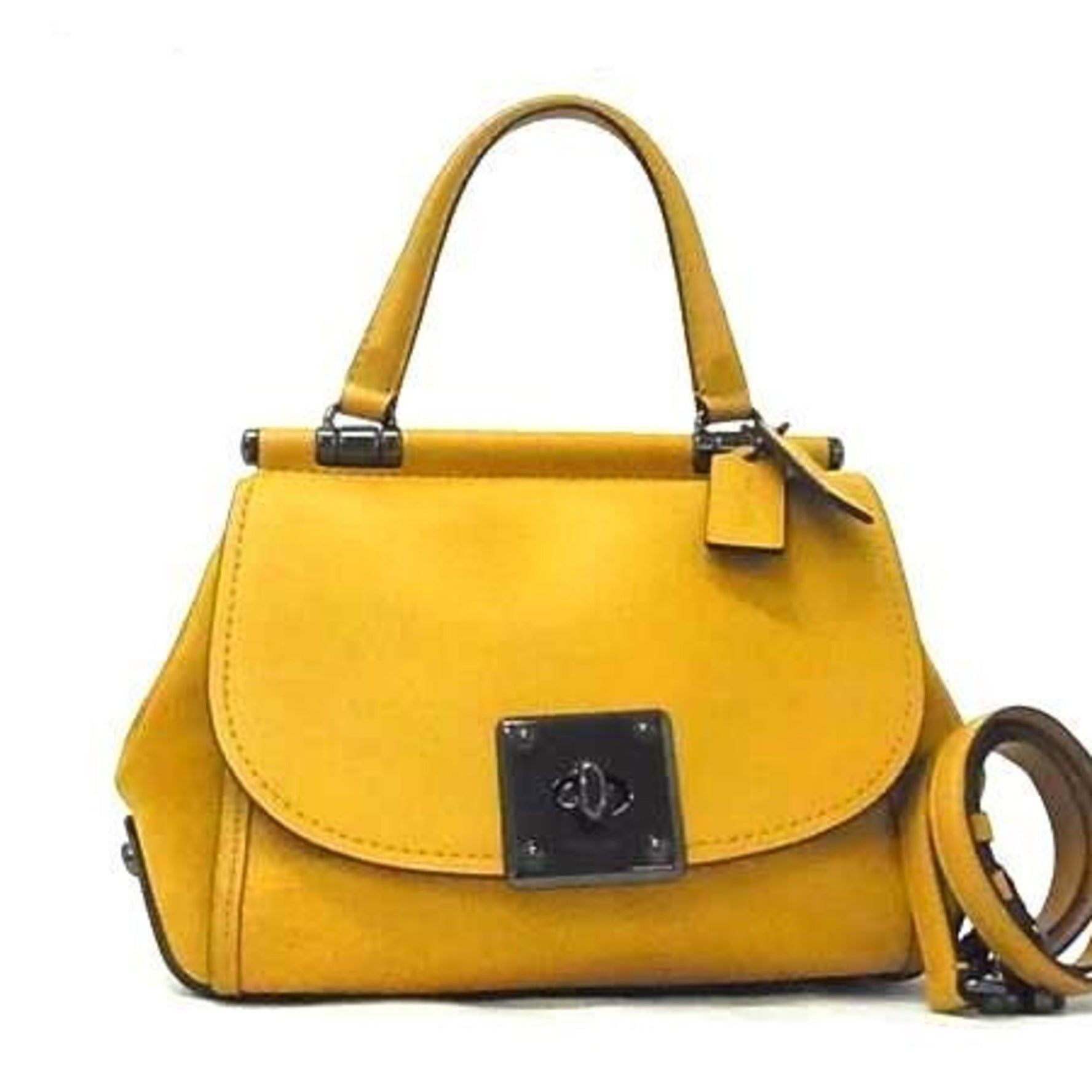 COACH Drifter Handbag Leather Turnlock Gunmetal Hardware