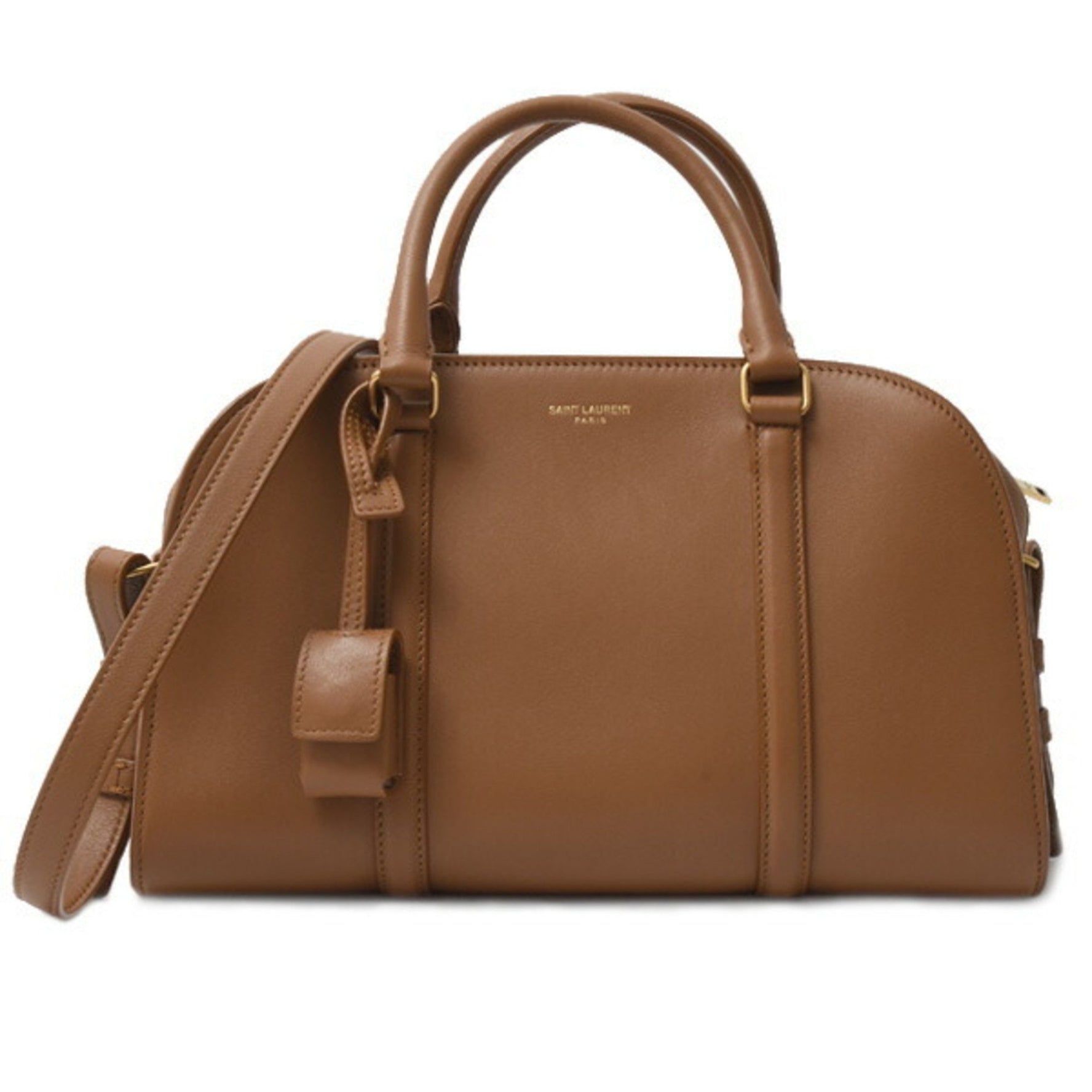 Saint Laurent Women's Baby Duffle Lock Handbag Shoulder Leather Brown SAINT LAURENT