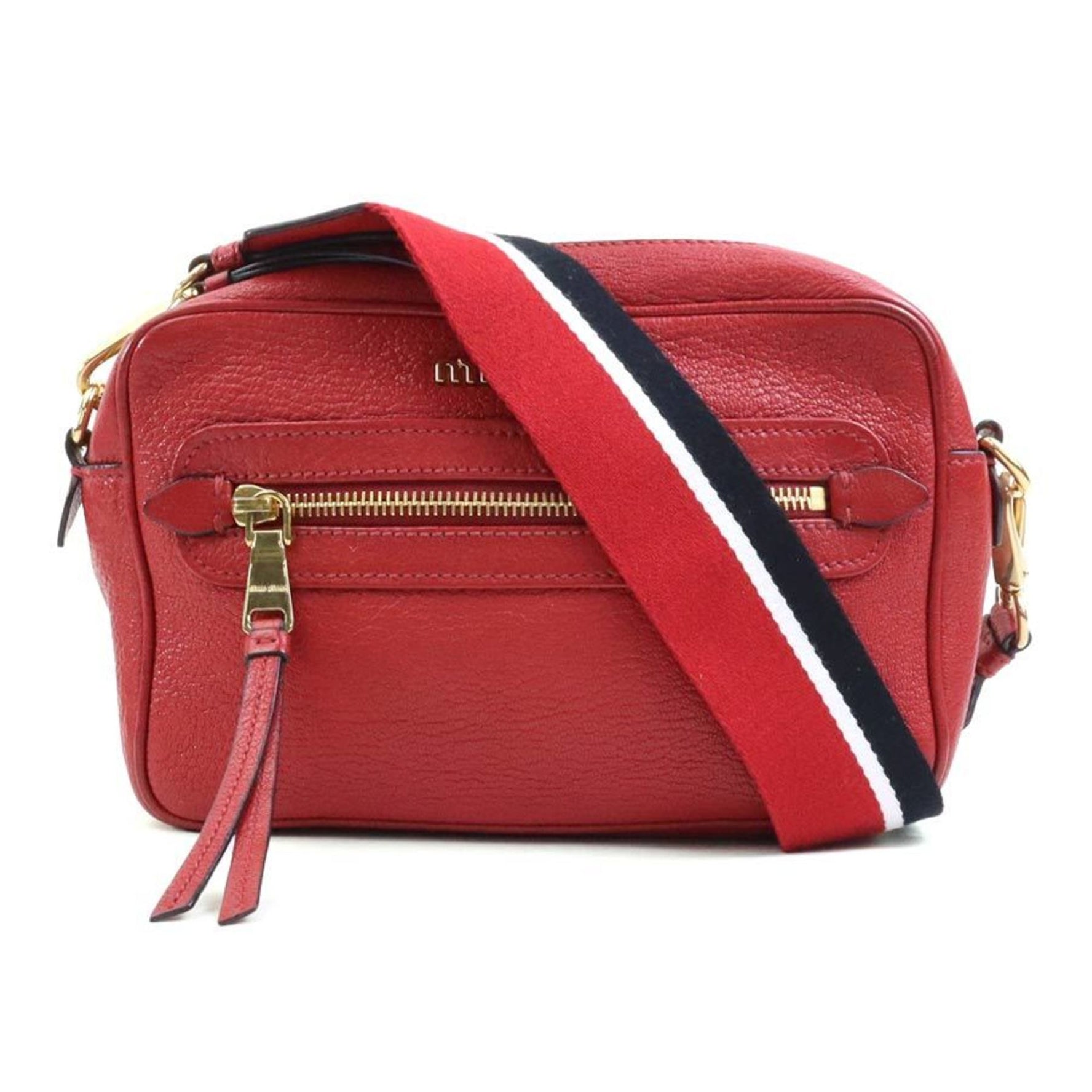 Miu Miu Miu shoulder bag leather canvas red black white gold