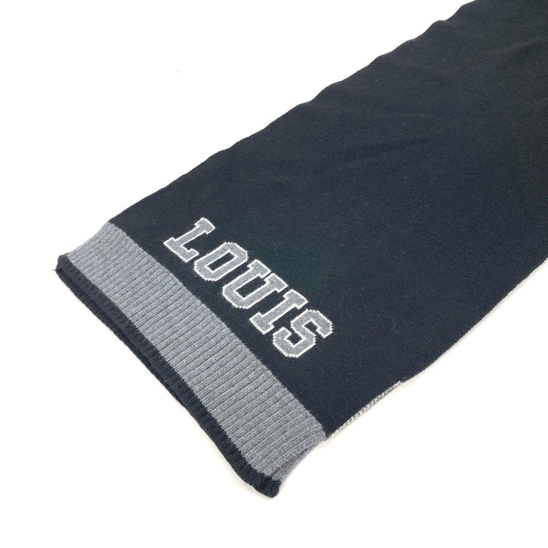 LOUIS VUITTON M71234 Echarpe Louis Logo Scarf Wool Men's Black