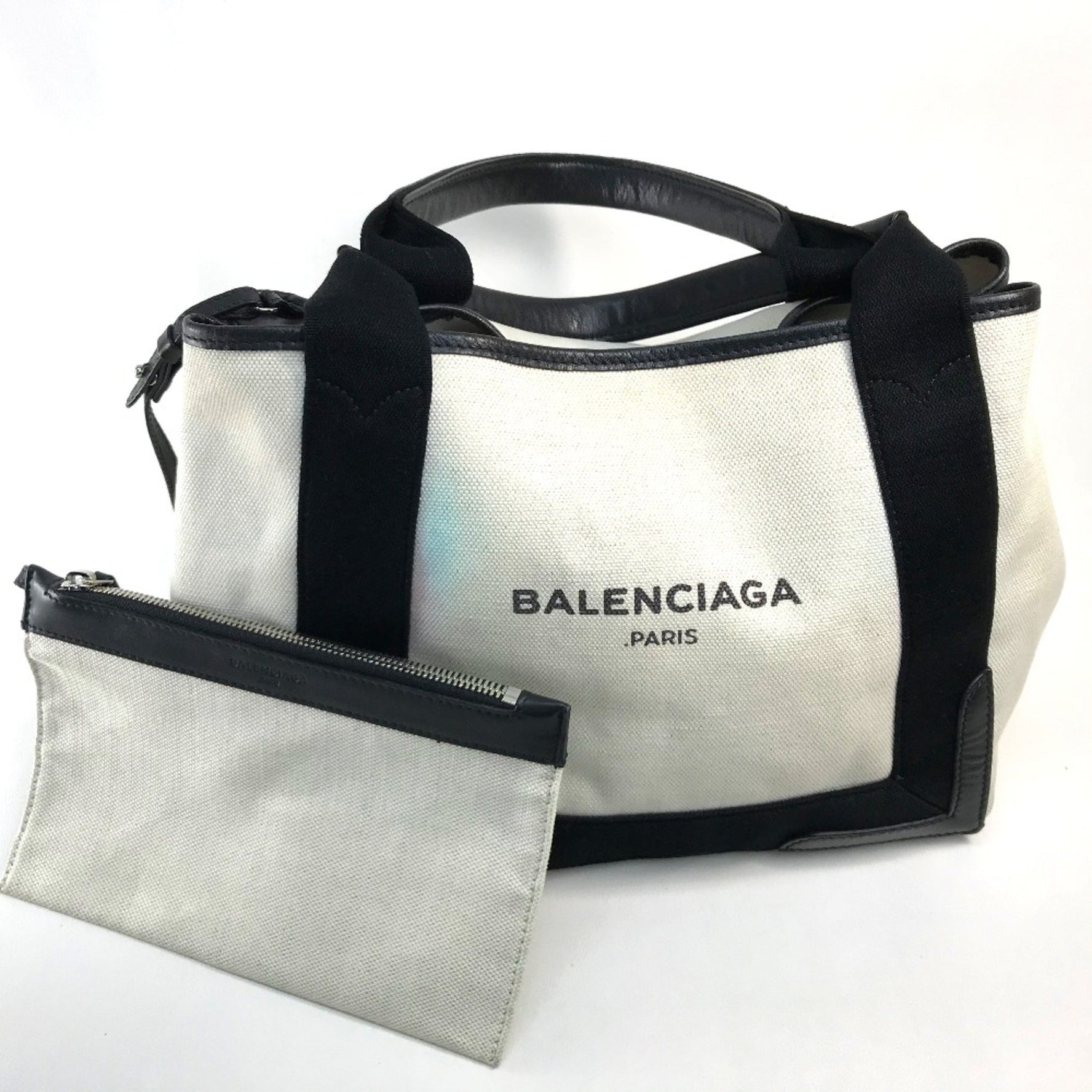 Balenciaga Bag Logo Tote Bag Hand Bag White x Black