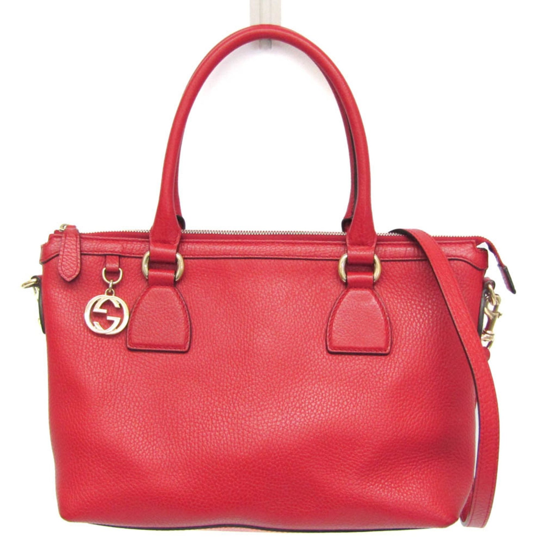 Gucci Interlocking G Women's Leather Handbag,Shoulder Bag Red Color