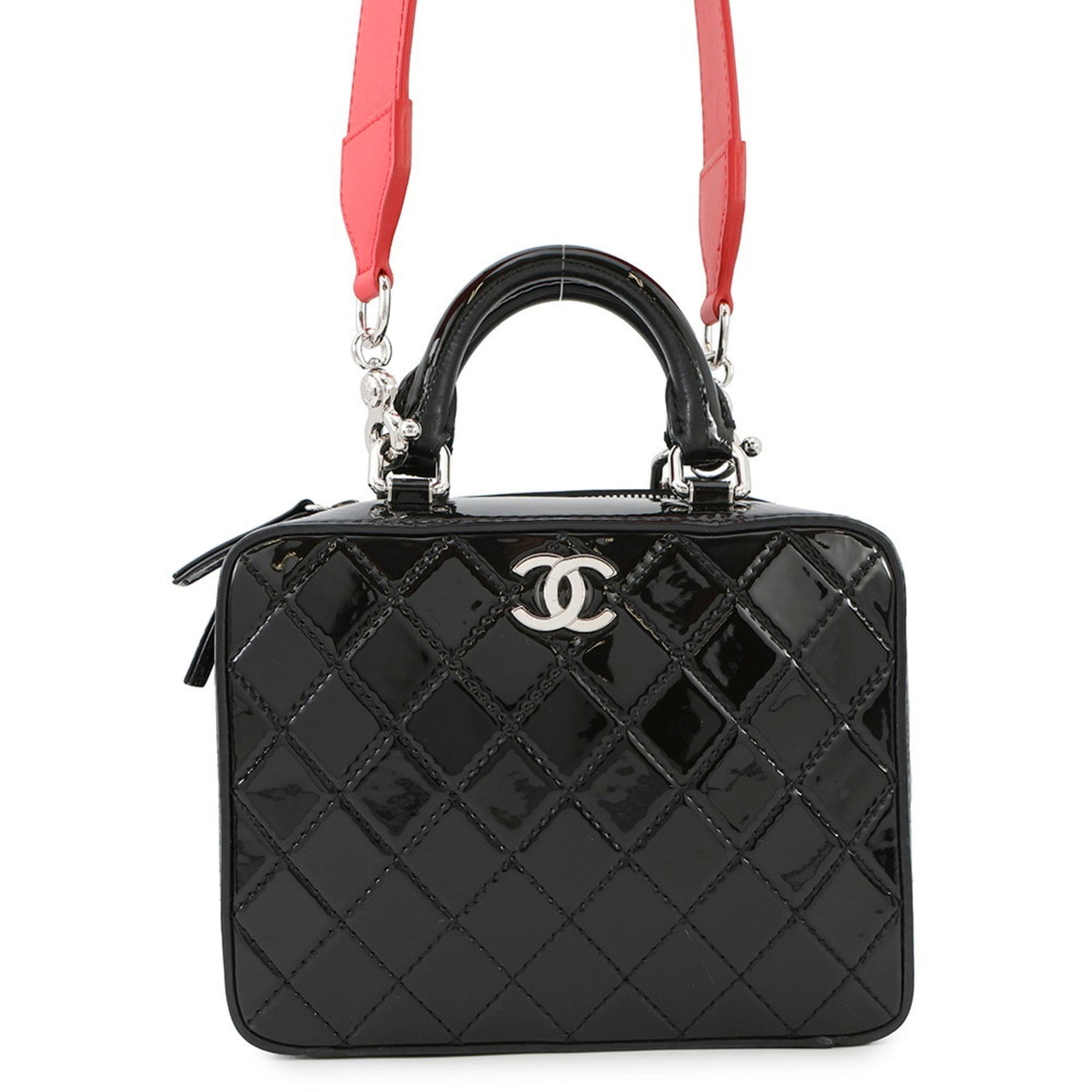 CHANEL Matelasse Handbag with Coco Mark and Patent Vanity Design Shoulder Bag