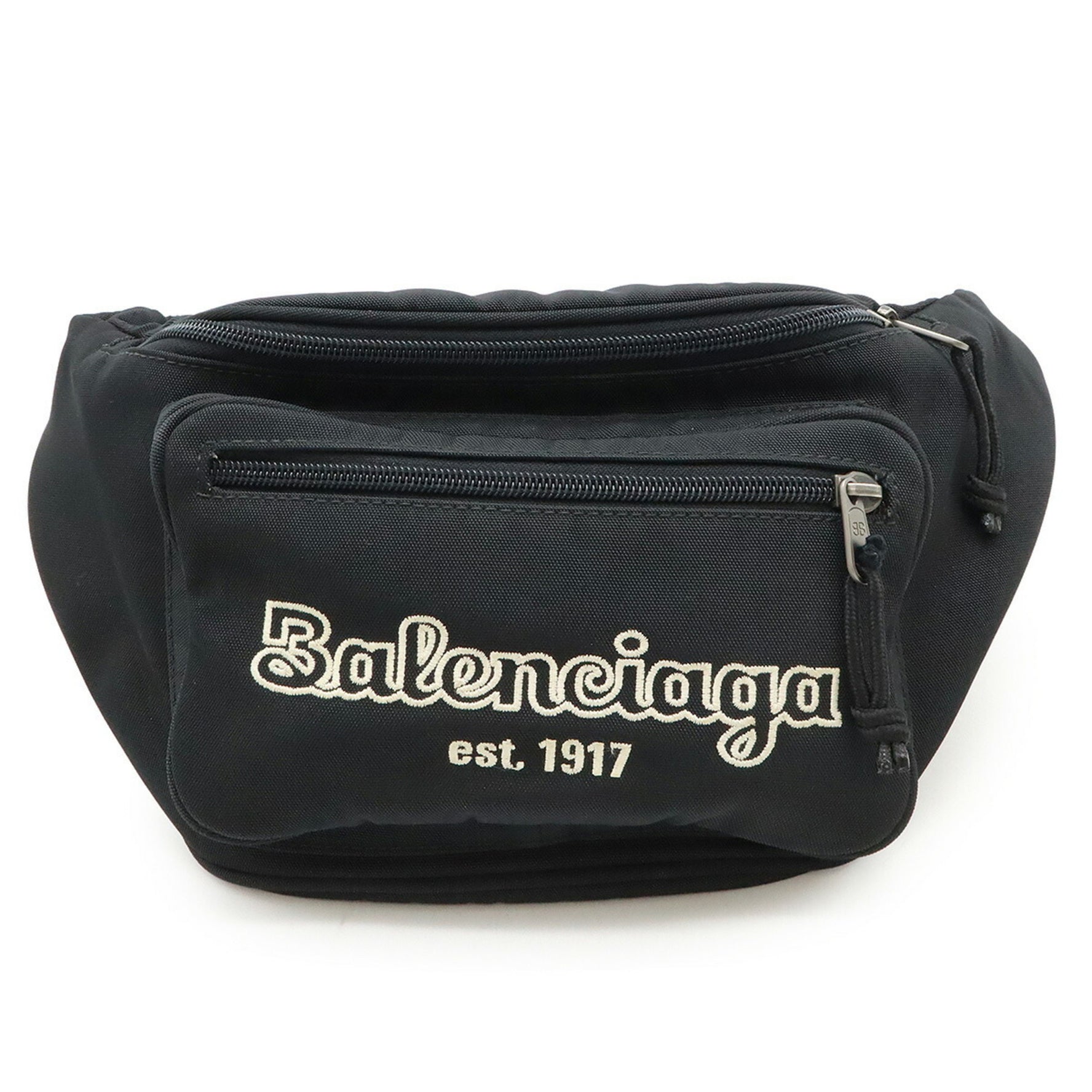 BALENCIAGA Explorer Belt Bag, Waist Pouch, Body Hip Nylon Canvas, Black,
