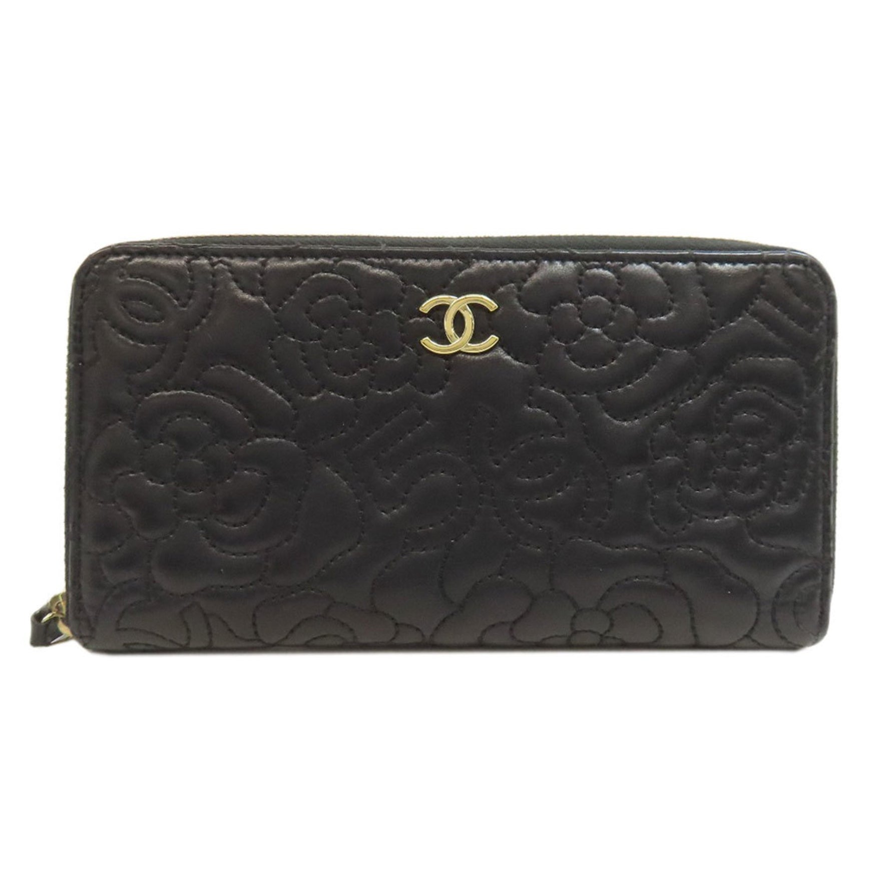 CHANEL Camellia Long Wallet Lambskin Women's