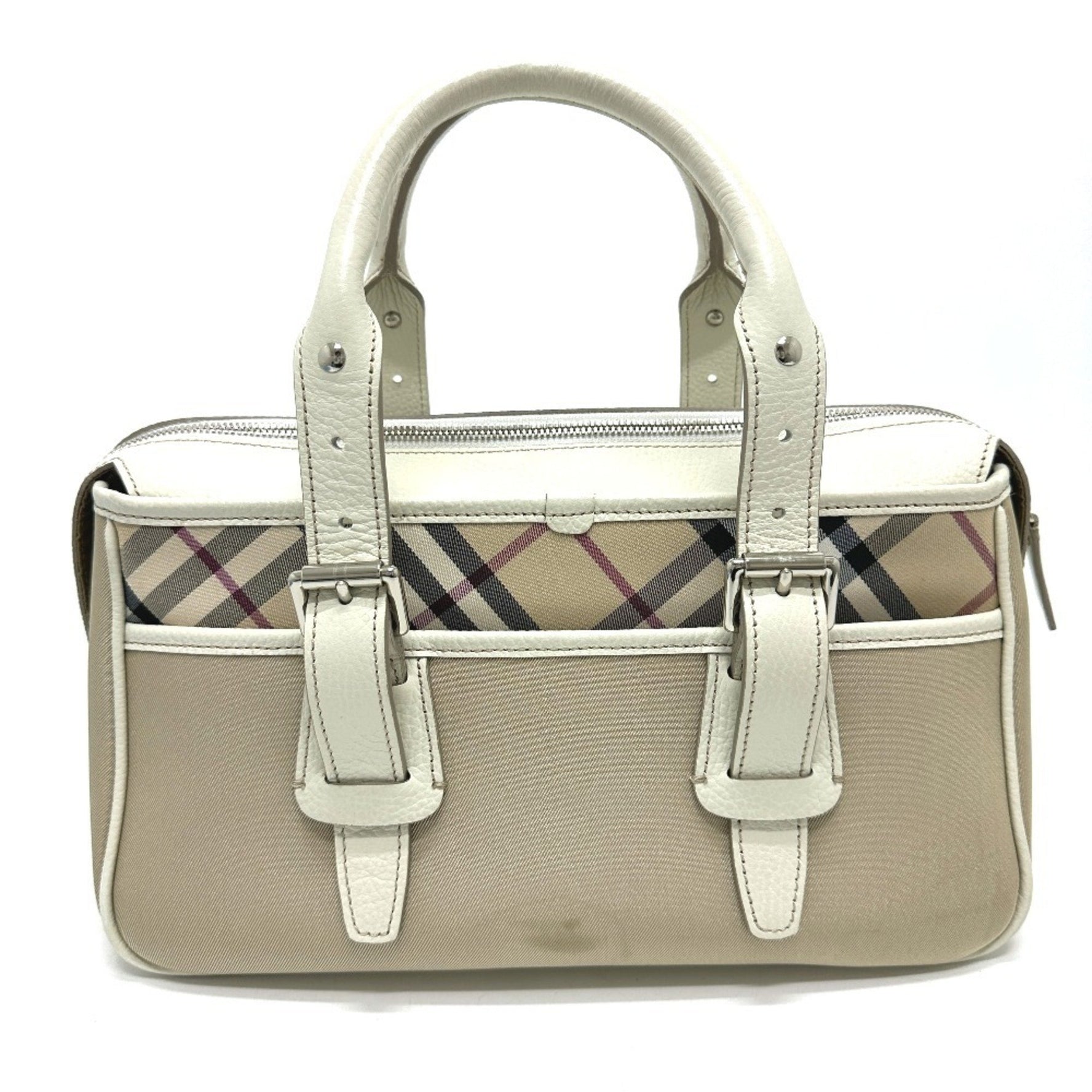 BURBERRY Check Mini Boston Bag, Nylon Handbag