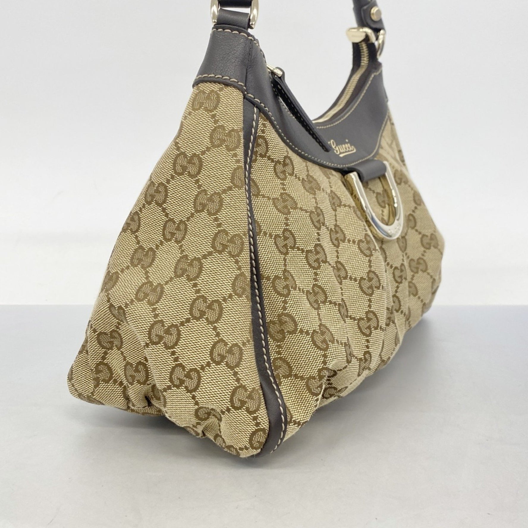 Gucci GG Canvas Abbey Shoulder Bag Brown Champagne Women's